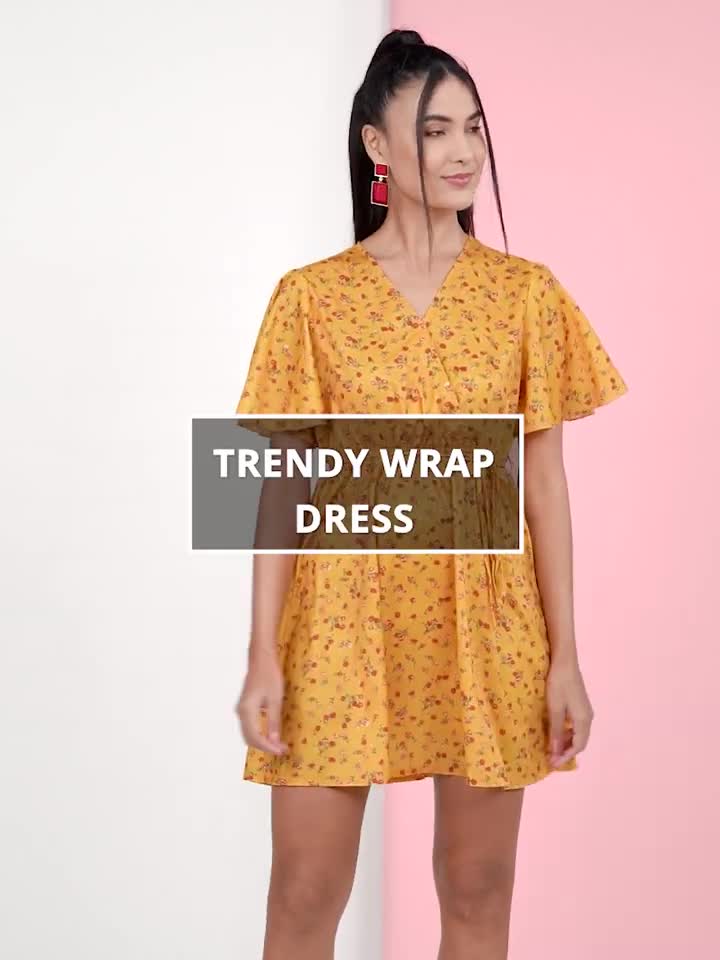 Urbanic Women Wrap Yellow Dress - Buy Urbanic Women Wrap Yellow Dress  Online at Best Prices in India