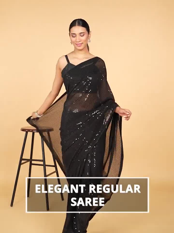 Black saree online outlet flipkart