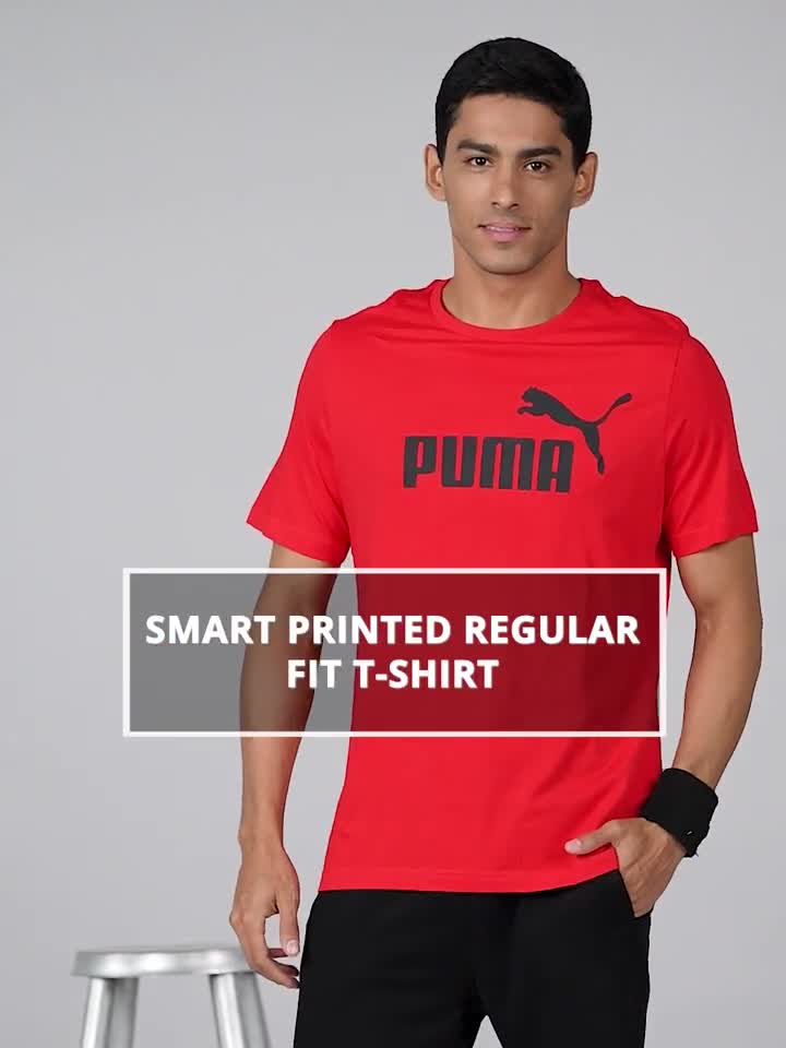 Men's Puma High Risk Red ESS+ Tape T-Shirt - 4XL