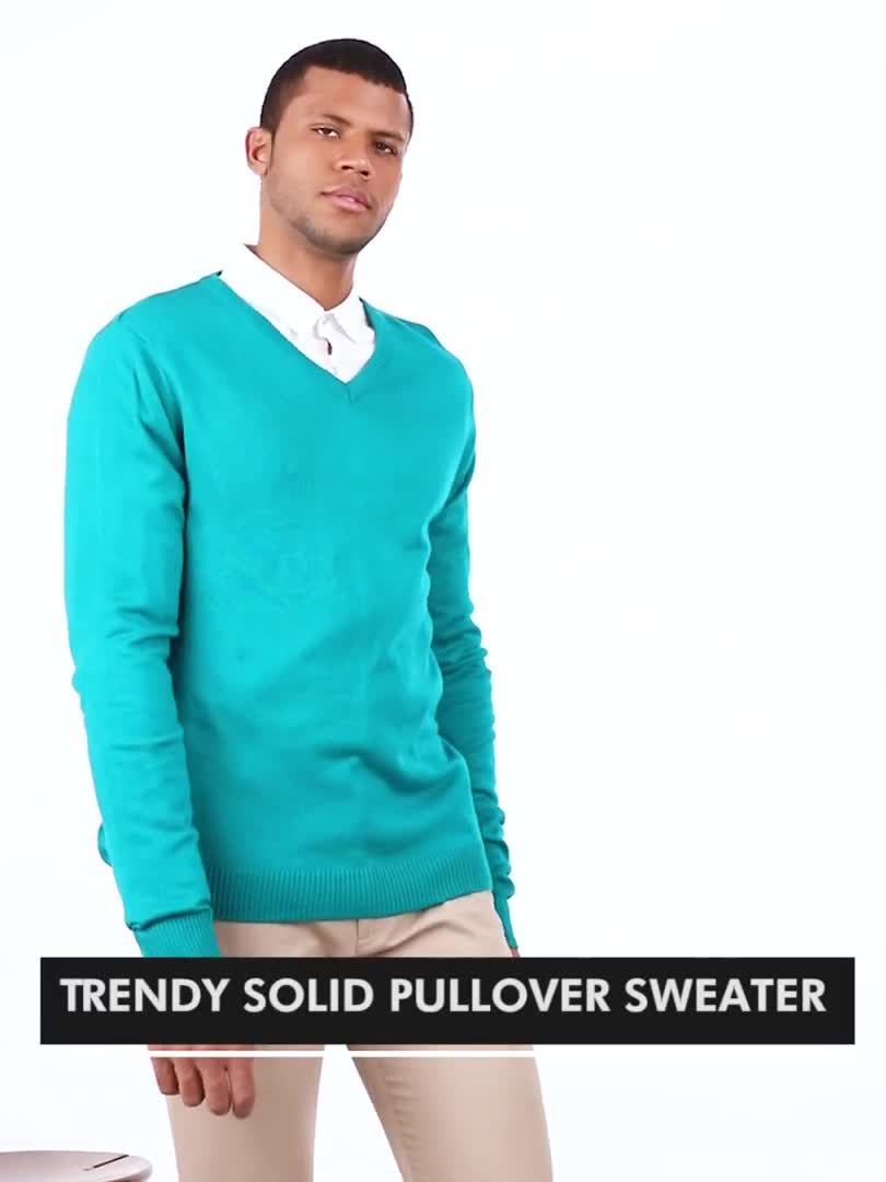 Turquoise v shop neck sweater