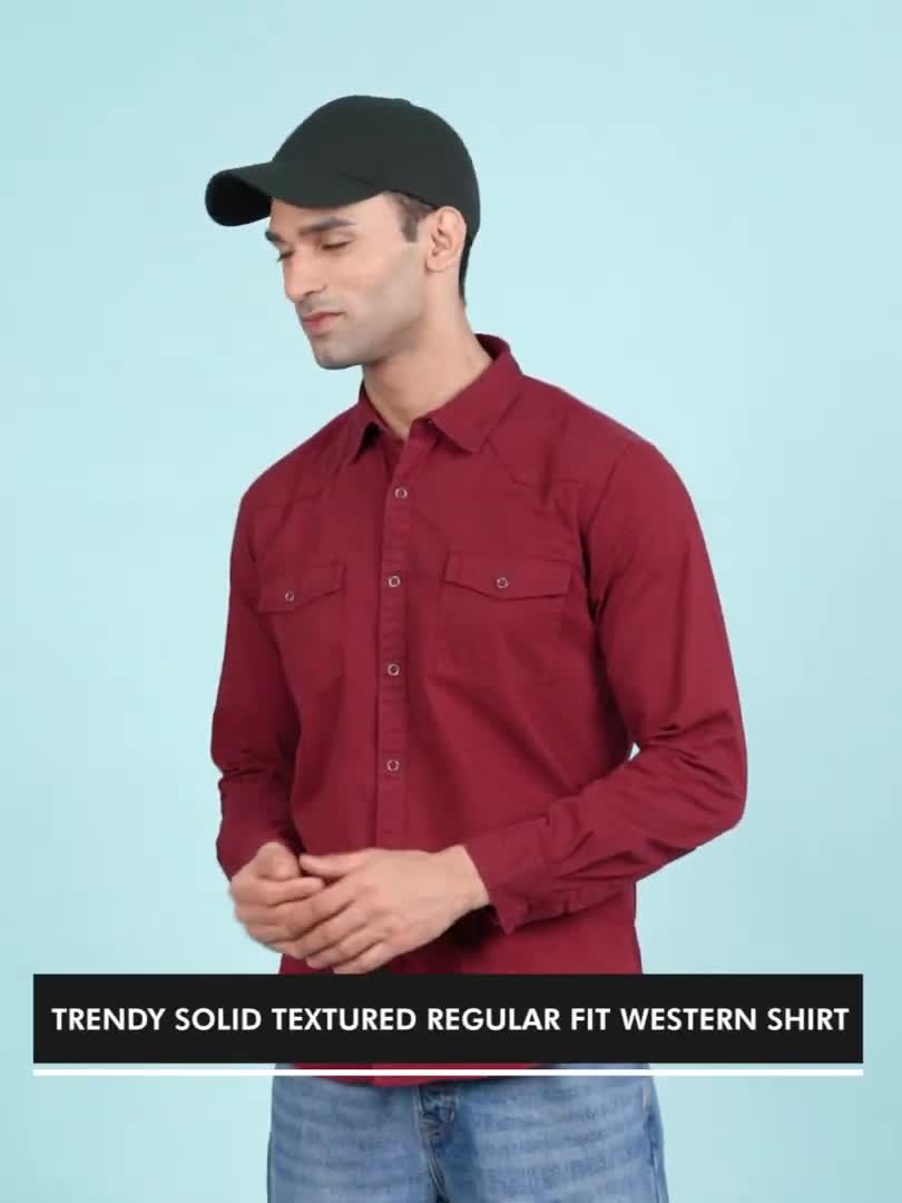 TwinFlap Maroon Oversized Shirt