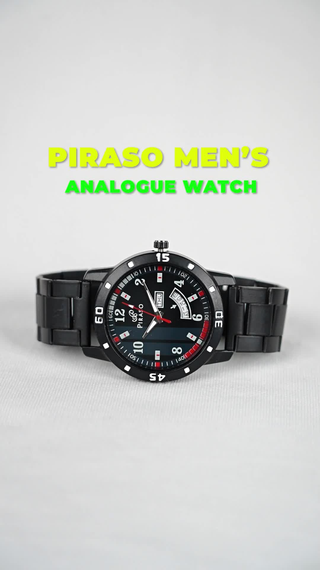 PIRASO PIRASO BLACK CHAIN WATCH Chrono Display, Analog watch, Black  Dial, Black Dial Analog Watch - For Men - Buy PIRASO PIRASO BLACK CHAIN  WATCH Chrono Display, Analog watch, Black Dial