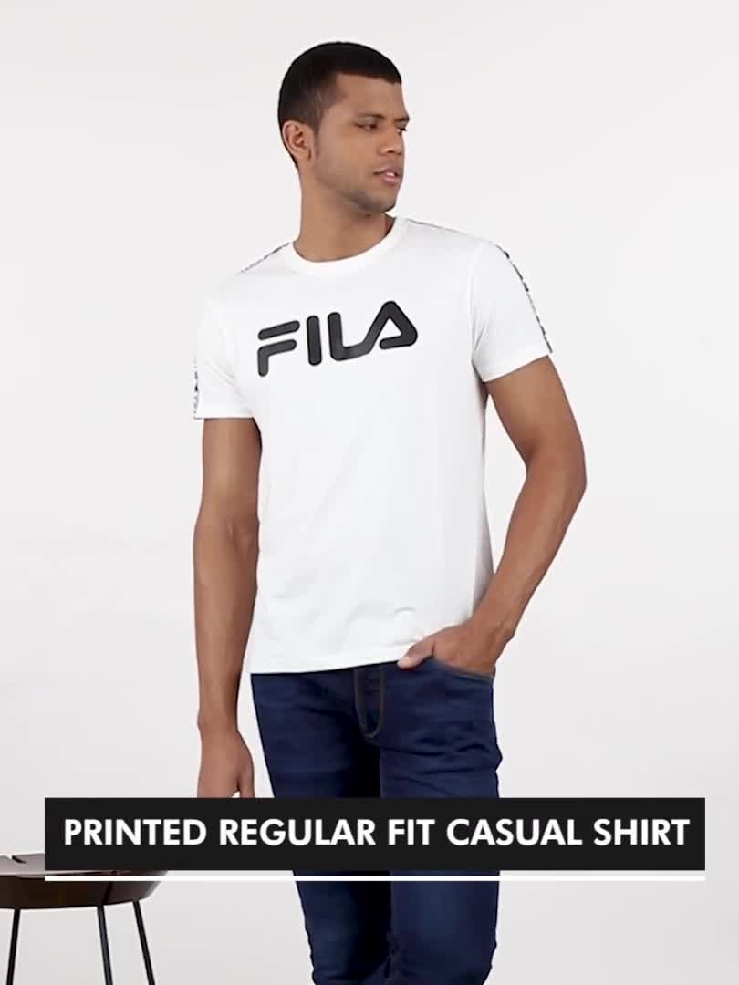 FILA Printed Men Round Neck White T Shirt Buy FILA Printed Men