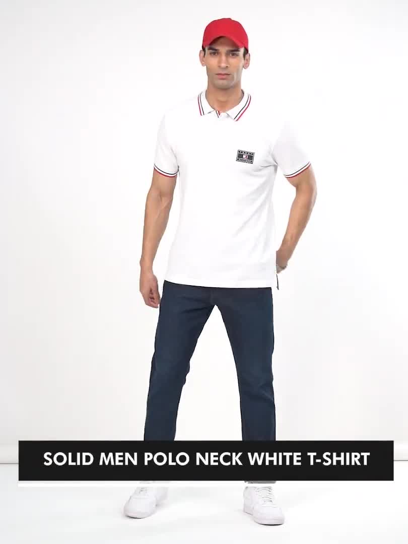 TOMMY HILFIGER Solid Men Polo Neck White T-Shirt - Buy TOMMY