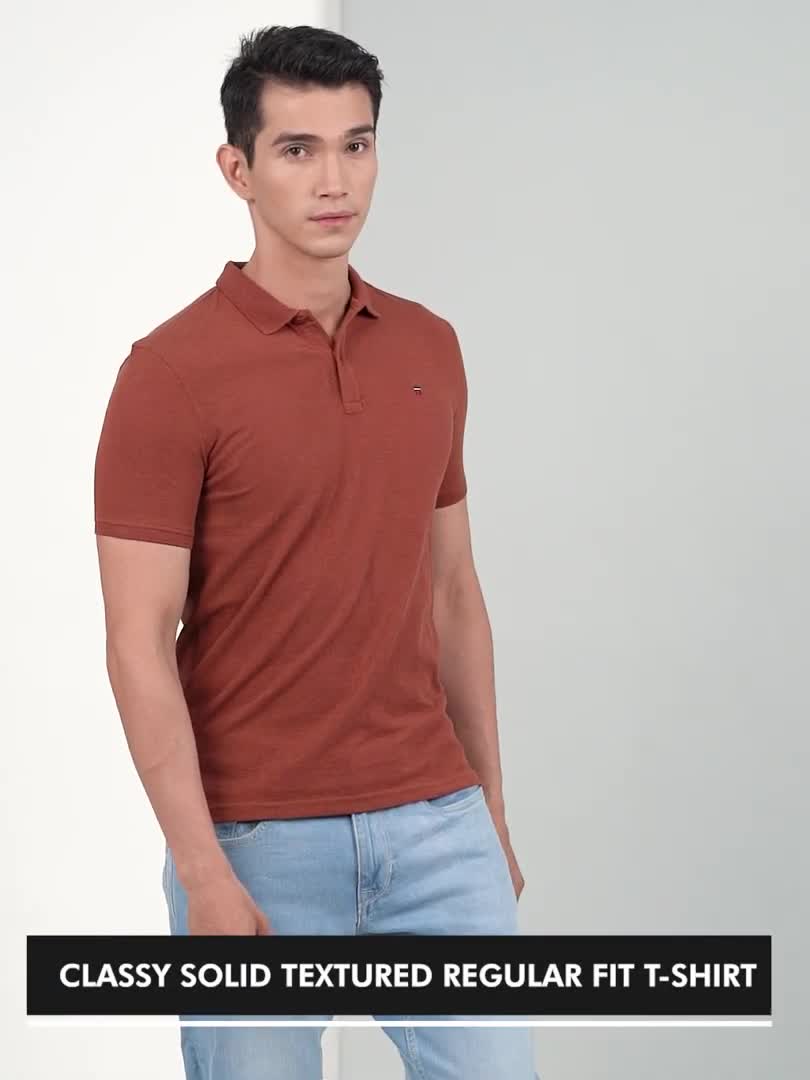 Louis Philippe Sport Solid Men Polo Neck Brown T-Shirt - Buy Louis Philippe  Sport Solid Men Polo Neck Brown T-Shirt Online at Best Prices in India