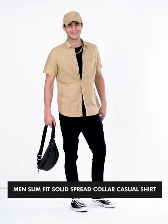 LEE Men Solid Casual Beige Shirt - Buy LEE Men Solid Casual Beige