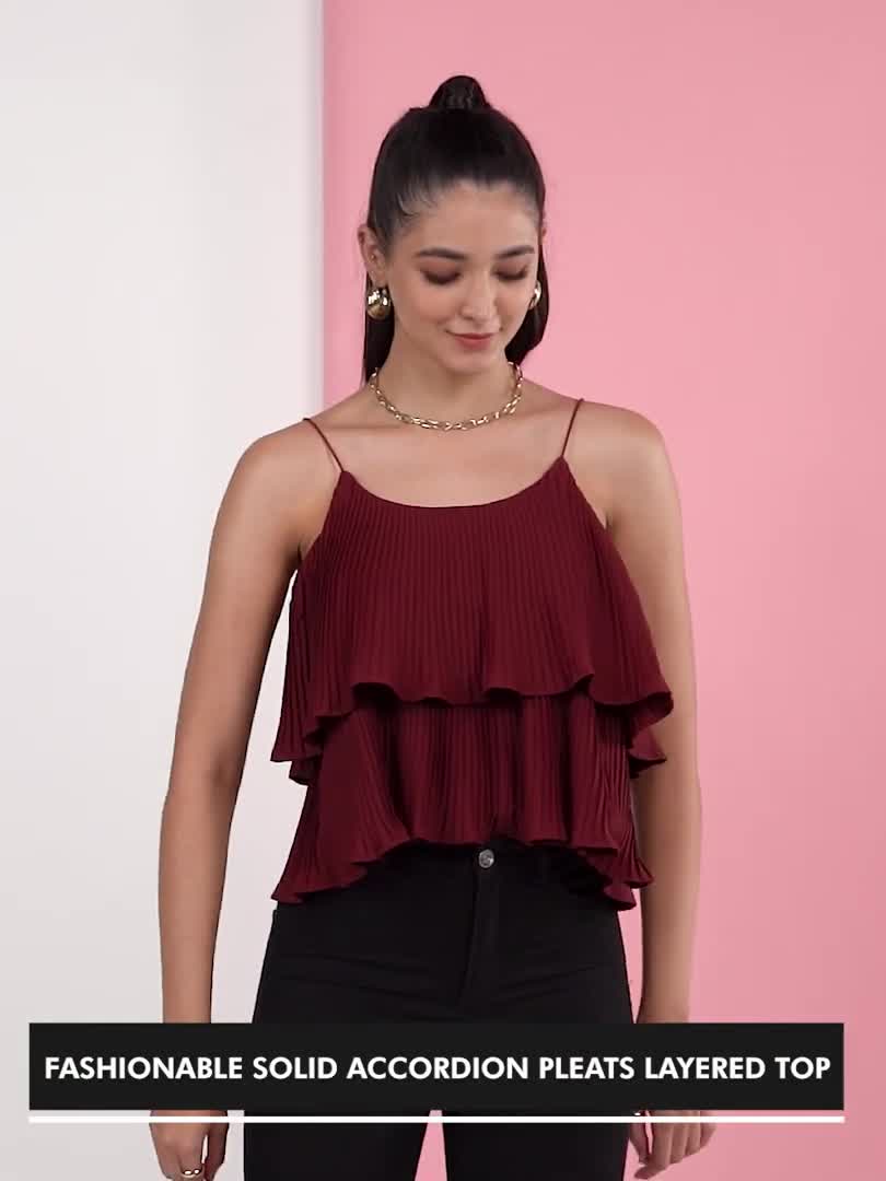 Tokyo Talkies Casual Solid Women Maroon Top - Buy Tokyo Talkies Casual  Solid Women Maroon Top Online at Best Prices in India