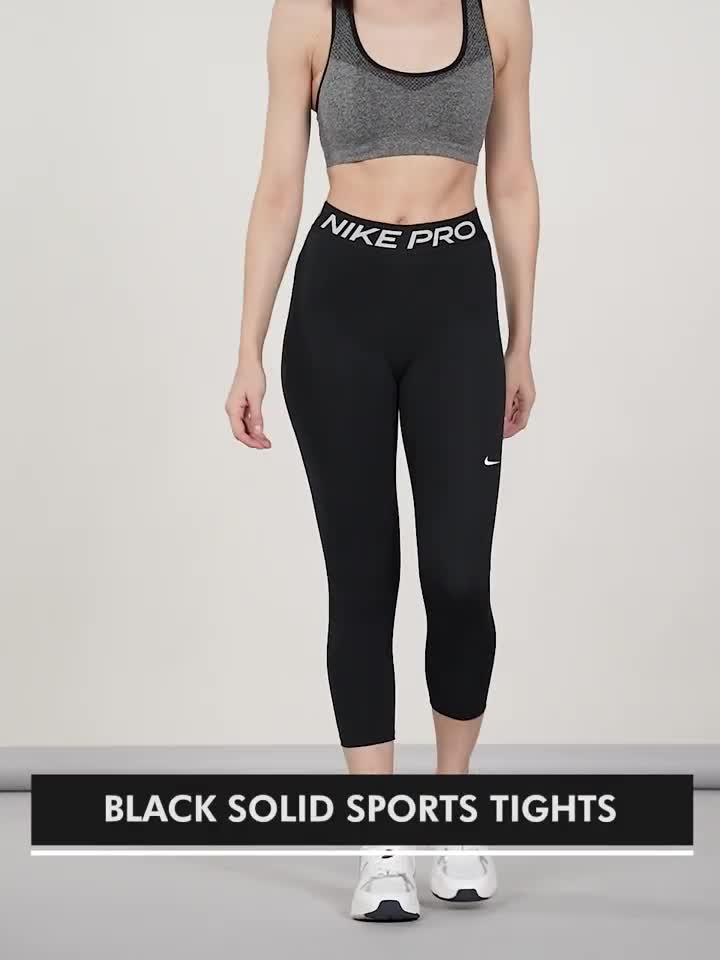 Nike Womens Pro Cool Light Streak Print Training Capri Pants  (Black/Black/White, Small)