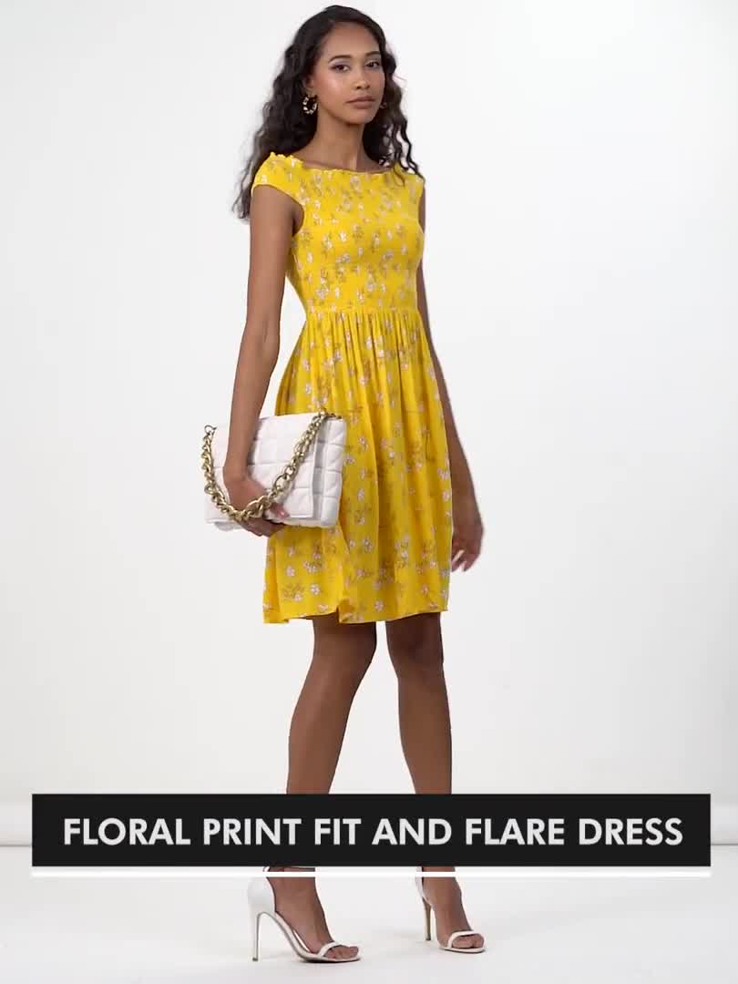 Check print fit-and-flare dress