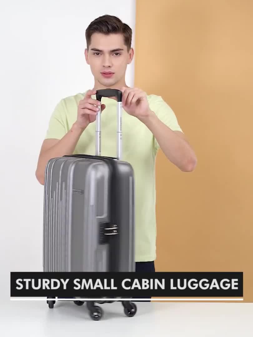 Small Cabin Luggage Trolley Bag 17 inch  Overnighter Trolley  USB  Charging Port  4 Wheels  Blue