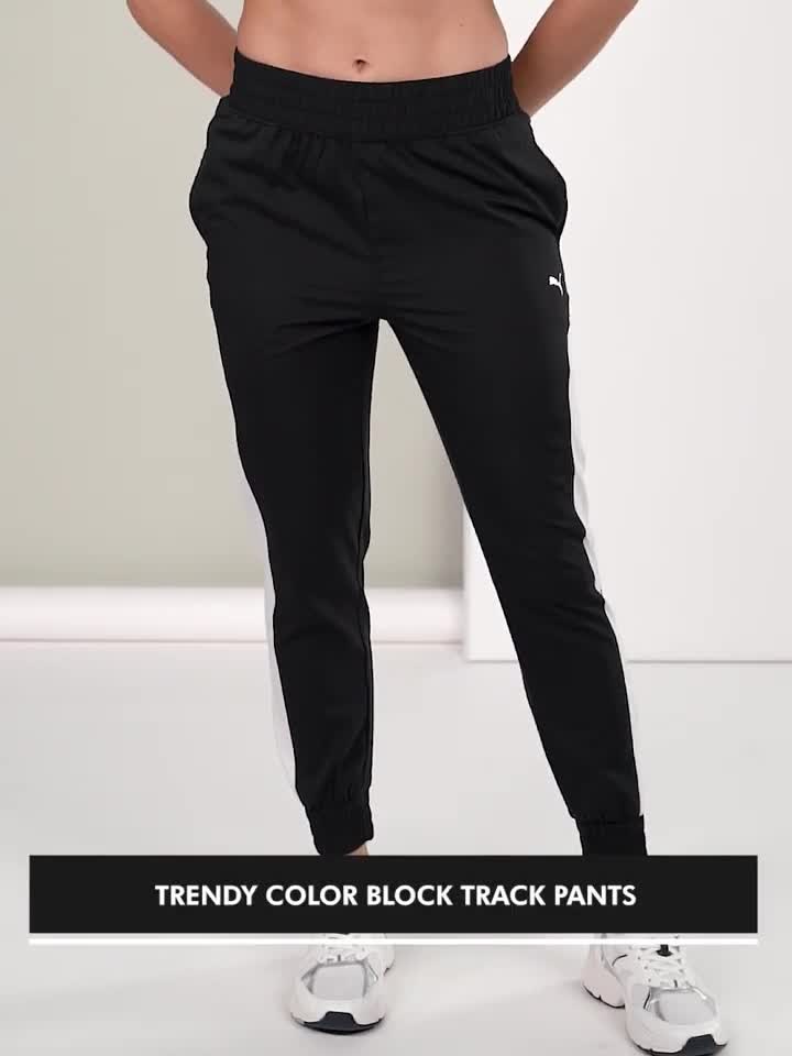 PUMA Fit Woven Jogger Color Block Women Black Track Pants - Buy PUMA Fit  Woven Jogger Color Block Women Black Track Pants Online at Best Prices in  India
