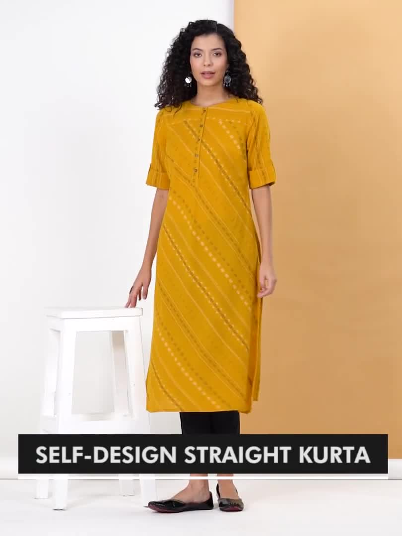 Rangmanch by Pantaloons Women Self Design Straight Kurta - Buy Rangmanch by Pantaloons  Women Self Design Straight Kurta Online at Best Prices in India