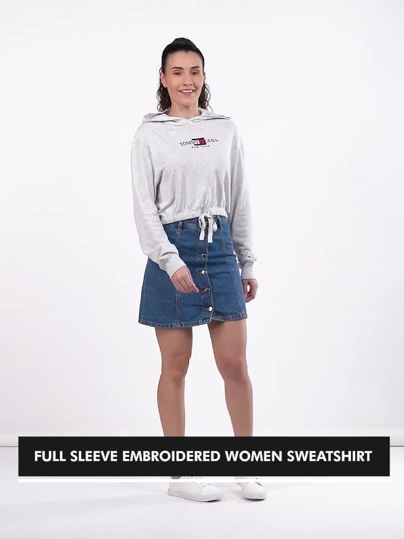 TOMMY HILFIGER Full Sleeve Embroidered Women Sweatshirt - Buy TOMMY HILFIGER  Full Sleeve Embroidered Women Sweatshirt Online at Best Prices in India