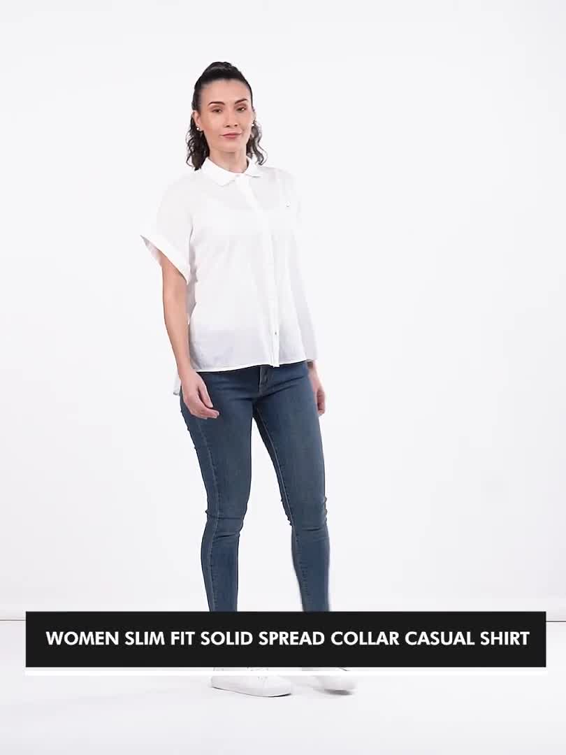 TOMMY HILFIGER Women Solid Casual White Shirt - Buy TOMMY HILFIGER