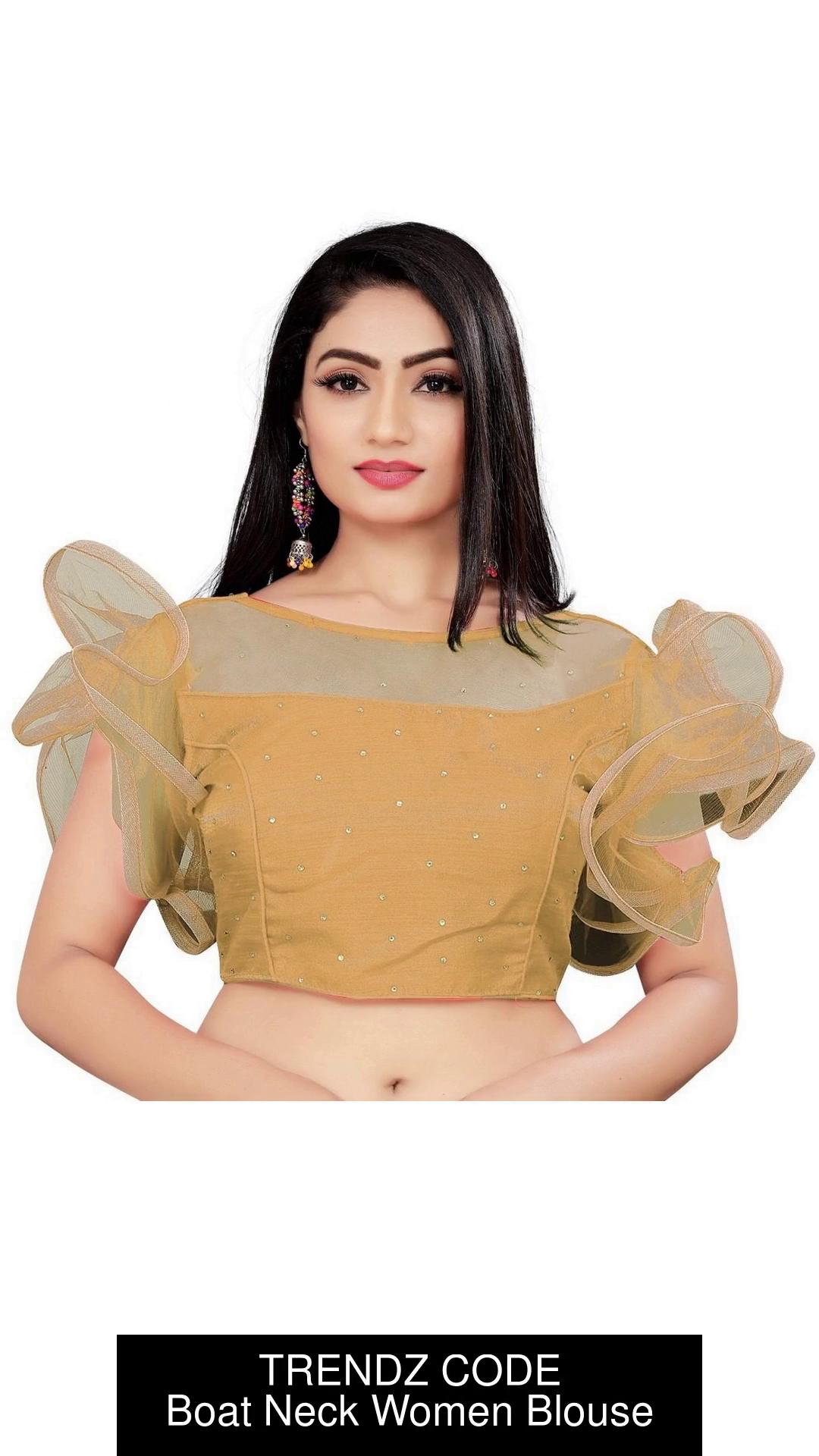 Buy HIMALAY Fashion Fancy Exclusive Boat Neck Woven Brocade Half Sleeve  Readymade Saree Blouse for Women at Amazonin