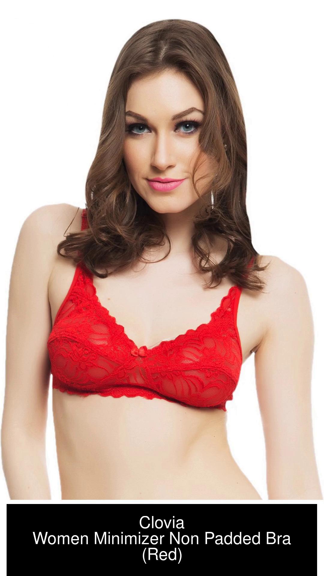 Clovia Lace Non-Padded Wirefree Bra In Red Women Minimizer Non Padded Bra -  Buy RED Clovia Lace Non-Padded Wirefree Bra In Red Women Minimizer Non  Padded Bra Online at Best Prices in