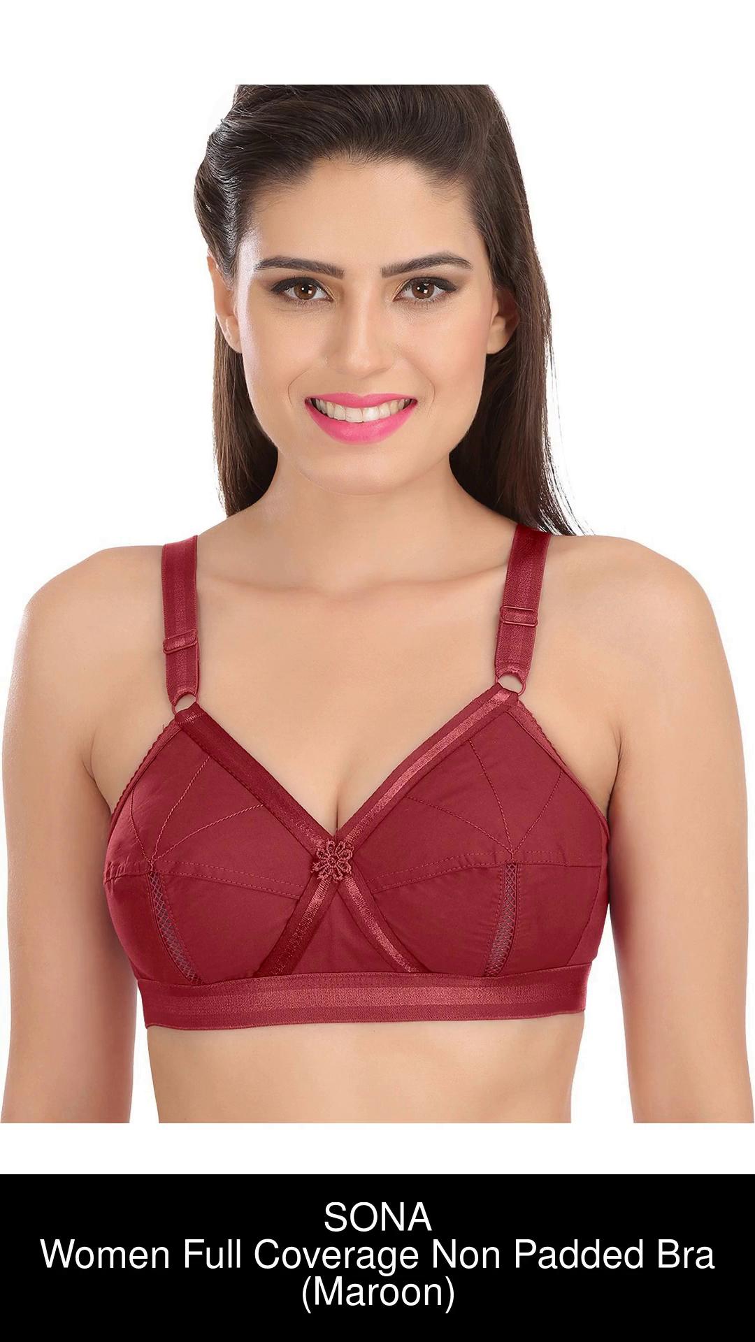 Buy Sona Women's Perfecto Full Cup Everyday Plus Size Cotton Bra Maroon-40D  at
