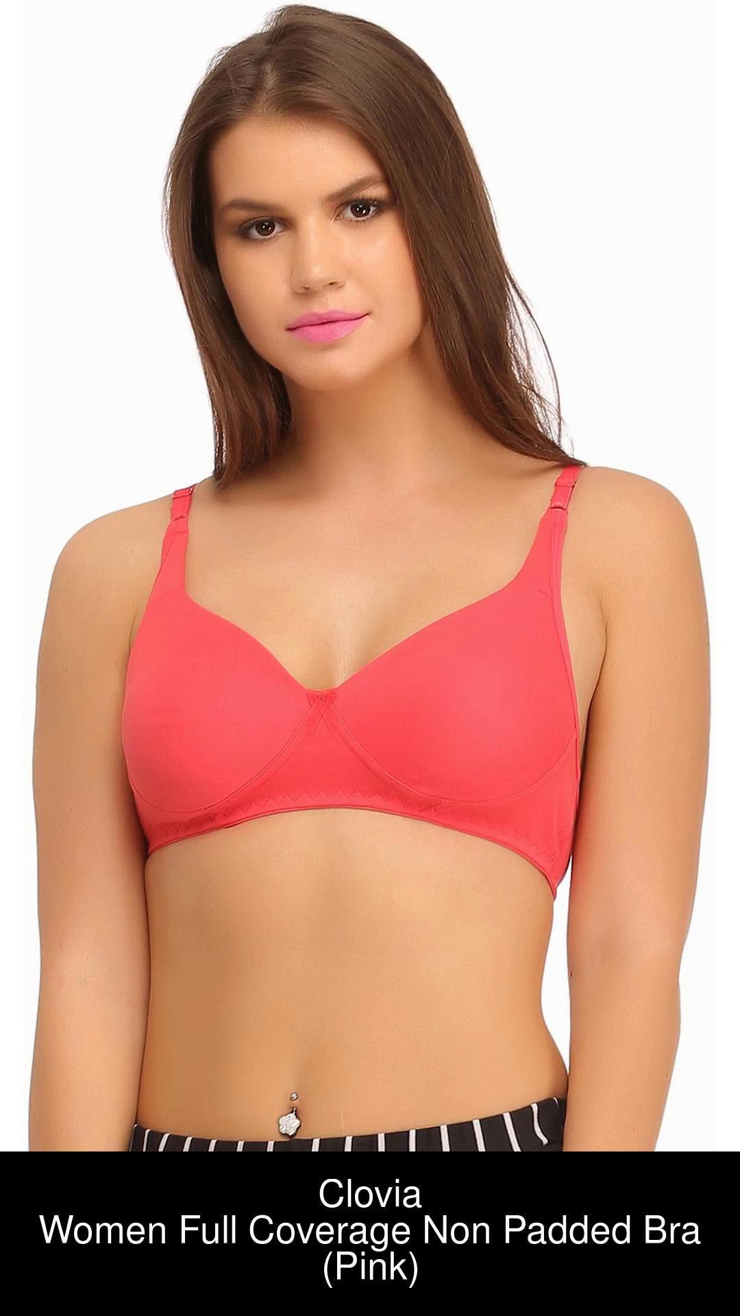 Clovia Womens Cotton Rich Non-Padded Non-Wired Bra with Double Layered Cups  (RB0636A22_Pink_32B) : : Fashion