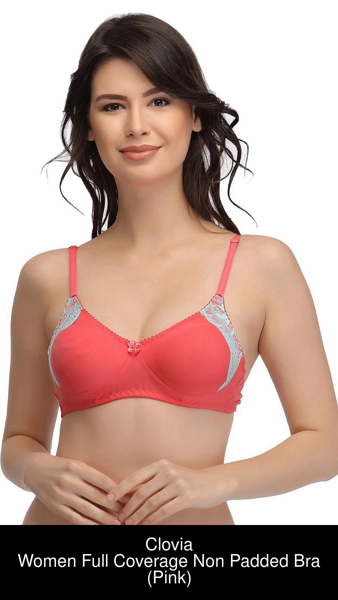 Clovia Non-Padded Bra With Lace Cups In Pink Women Full Coverage