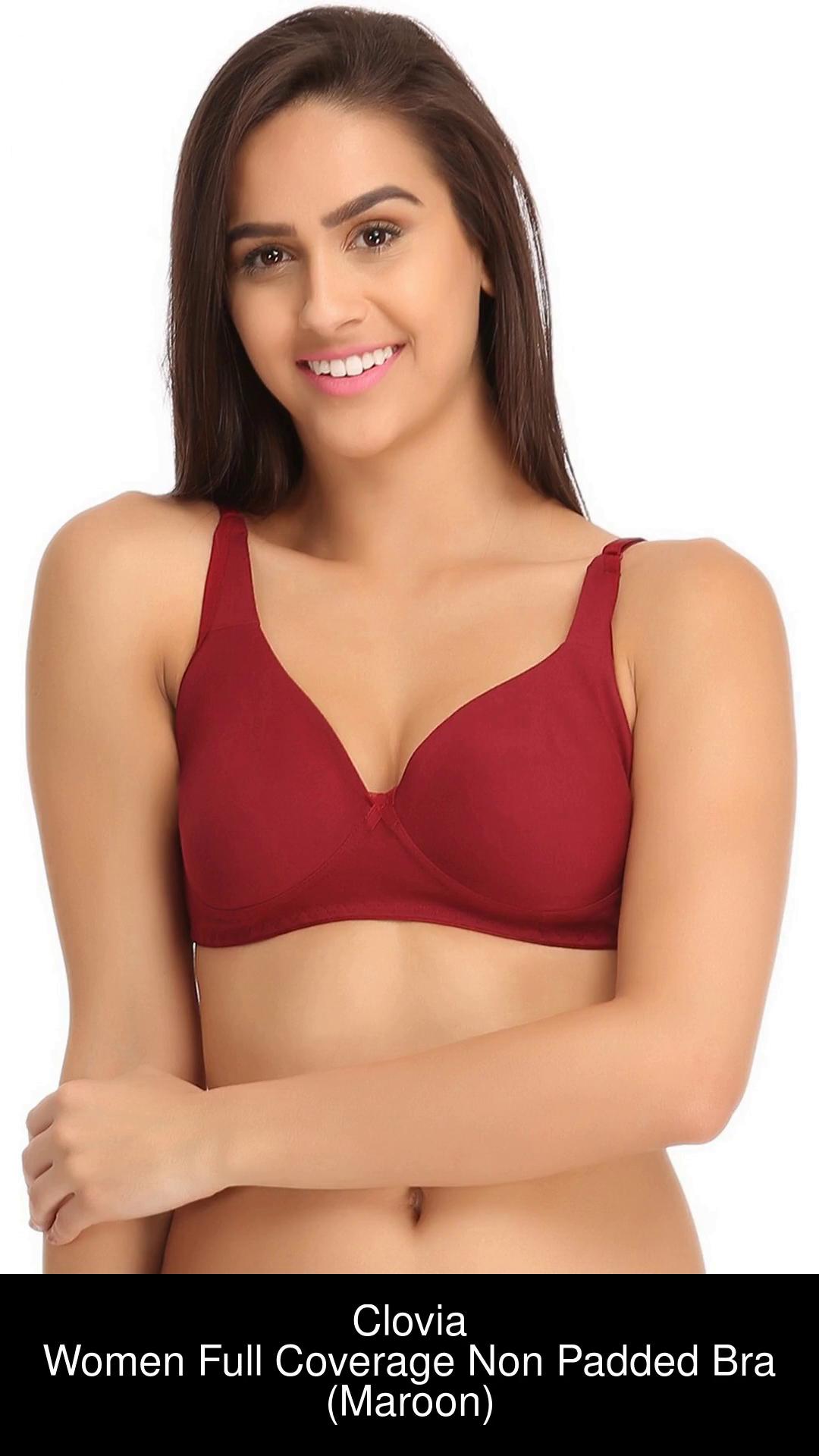 Buy Non-Padded Non-Wired Bra In Maroon With Full Cups Online India
