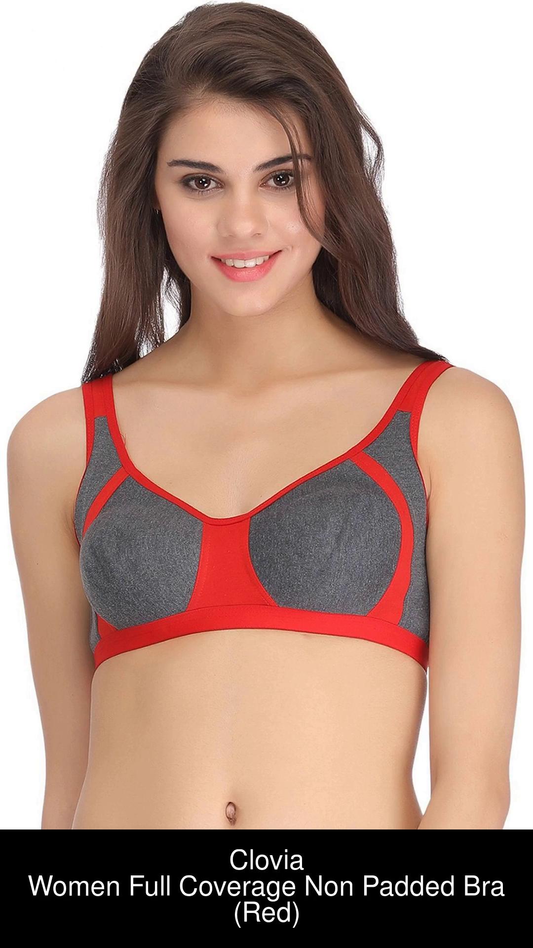 Clovia Cotton Non-Padded Non-Wired Full Cup Bra - Red Women Full