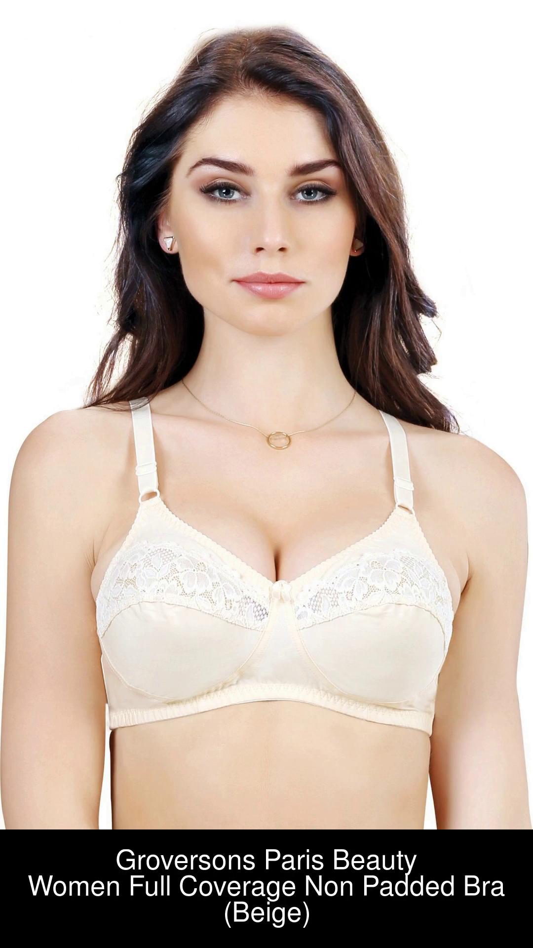 Groversons Paris Beauty by Fancy Non padded non wired full coverage plus  size bra with fancy lace (Skin) Women Full Coverage Non Padded Bra - Buy  Groversons Paris Beauty by Fancy Non