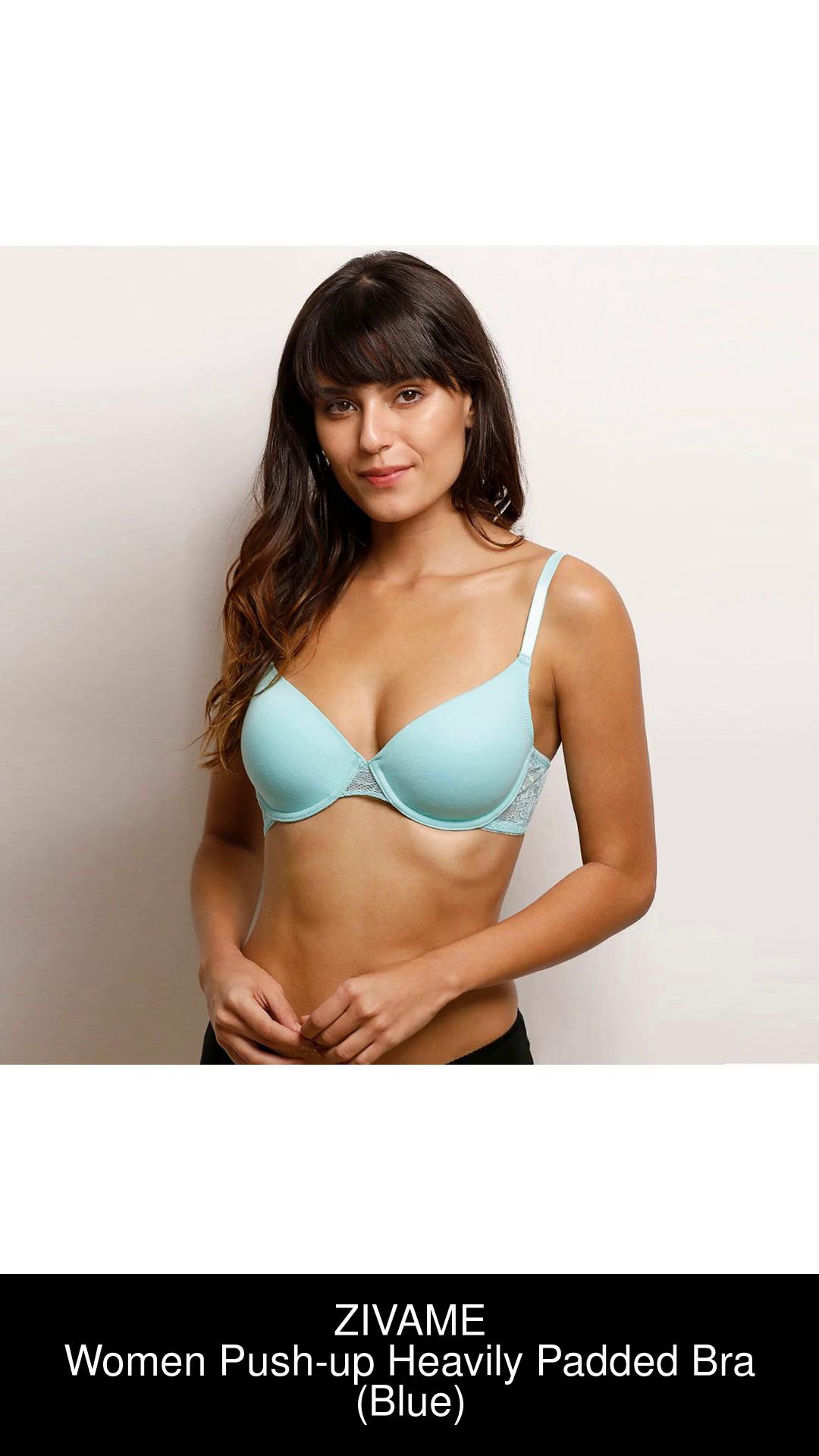 Buy Zivame Women's Cotton Padded Wired Casual Push-Up Bra  (ZI115DFASH0BLUE0034A_Blue_34A) at