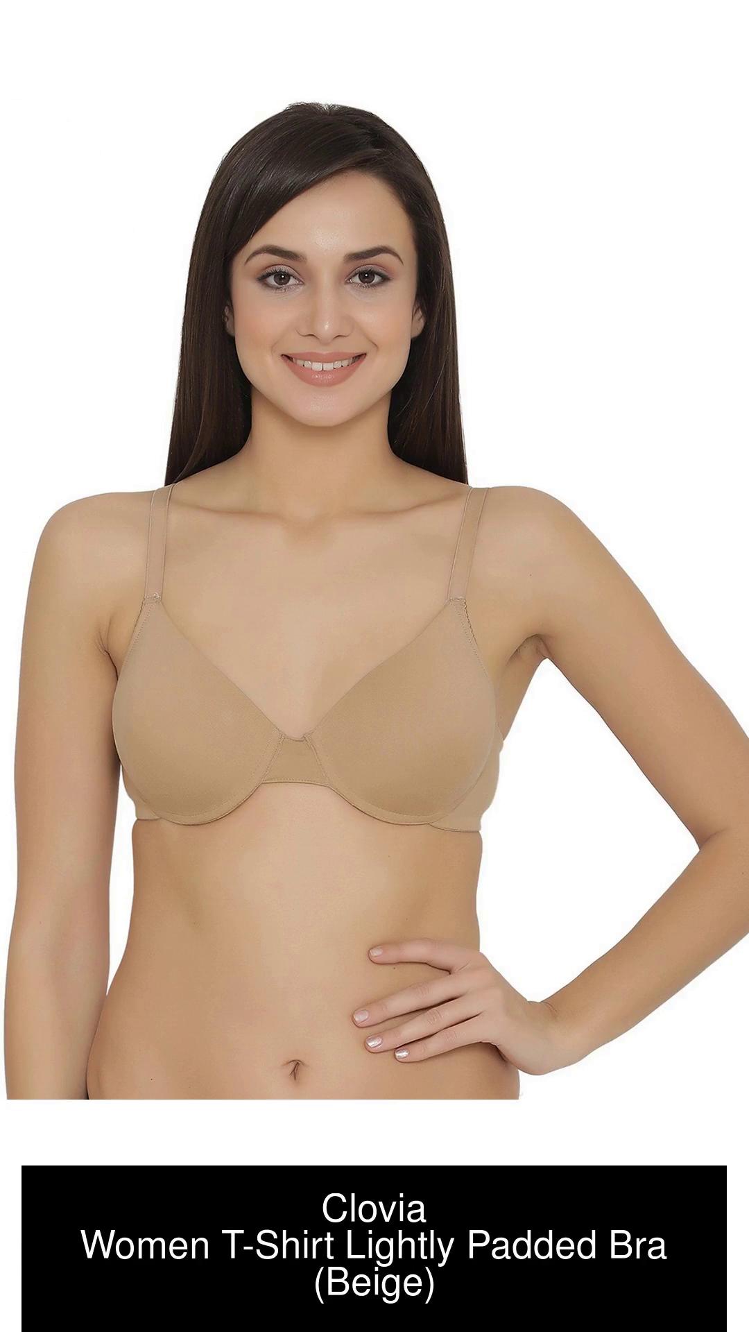 Buy Quttos Beige Solid Non Wired Lightly Padded Push Up Bra