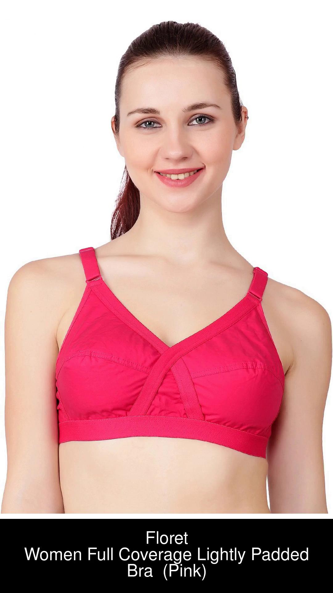 Buy Floret Double Layered Non Wired Full Coverage Super Support Bra - Pink  Black at Rs.898 online