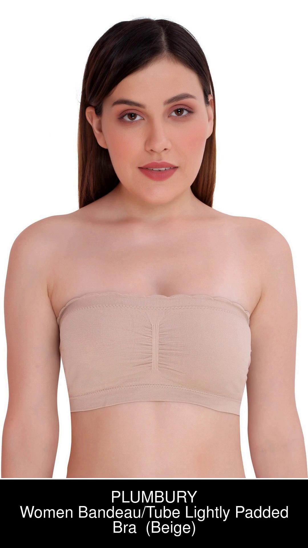 Womens Supportive Seamless Bandeau Bra, Comfy Anti-Slip Wireless Invisible  Strapless Lift Tube Top Bra (Beige+Beige,S) : : Fashion