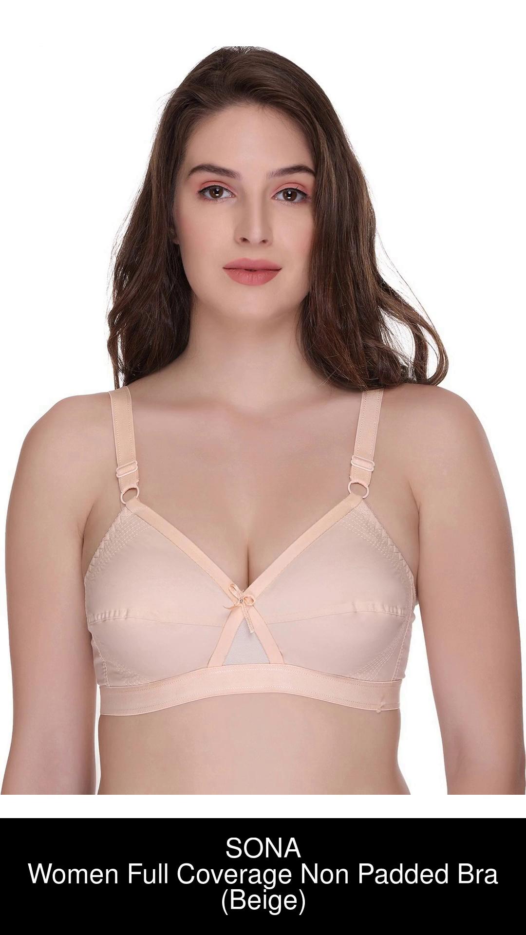 SONA Indian Women's Cotton Non-Padded Non-Wired Full Coverage Bra Color  Skin