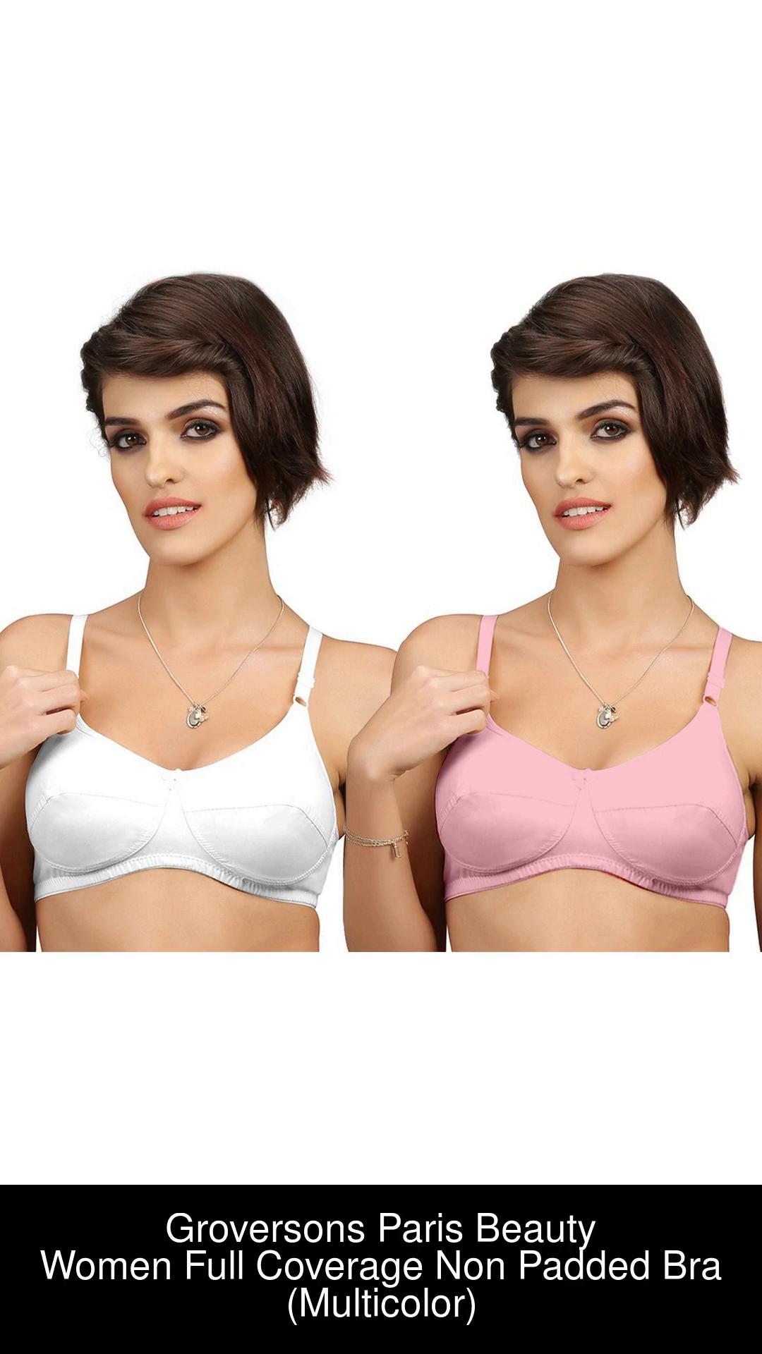Groversons Paris Beauty Cotton rich non padded non wired full coverage bra  (White, Pink) Women Full Coverage Non Padded Bra - Buy Groversons Paris  Beauty Cotton rich non padded non wired full