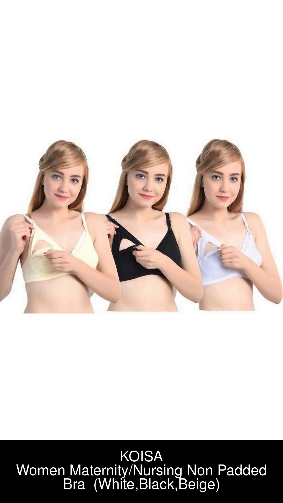 KOISA breastfeeding bra, mother bra, feeding bra, non padded bra white 36  size pack of 1 Women Maternity/Nursing Non Padded Bra