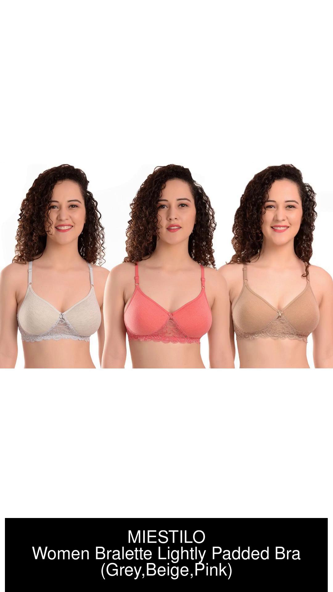 Mielosa Seamless Molded Cup Cotton Blend Lightly Padded Bralette Bra  (Multicolor, Pack of 3)