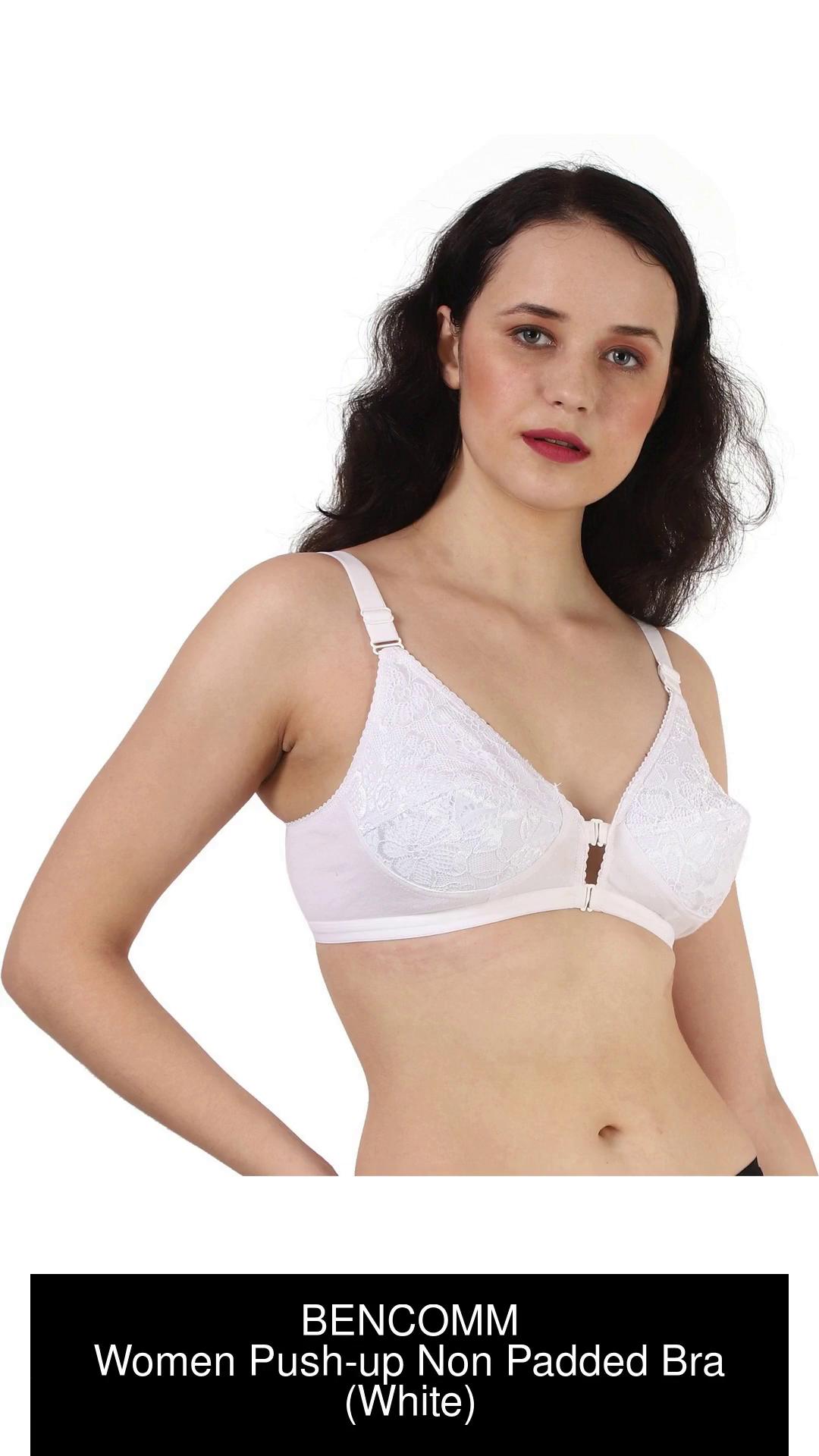 Cotton Non-Padded Front Open Mastectomy Cancer Pocket Bra, White