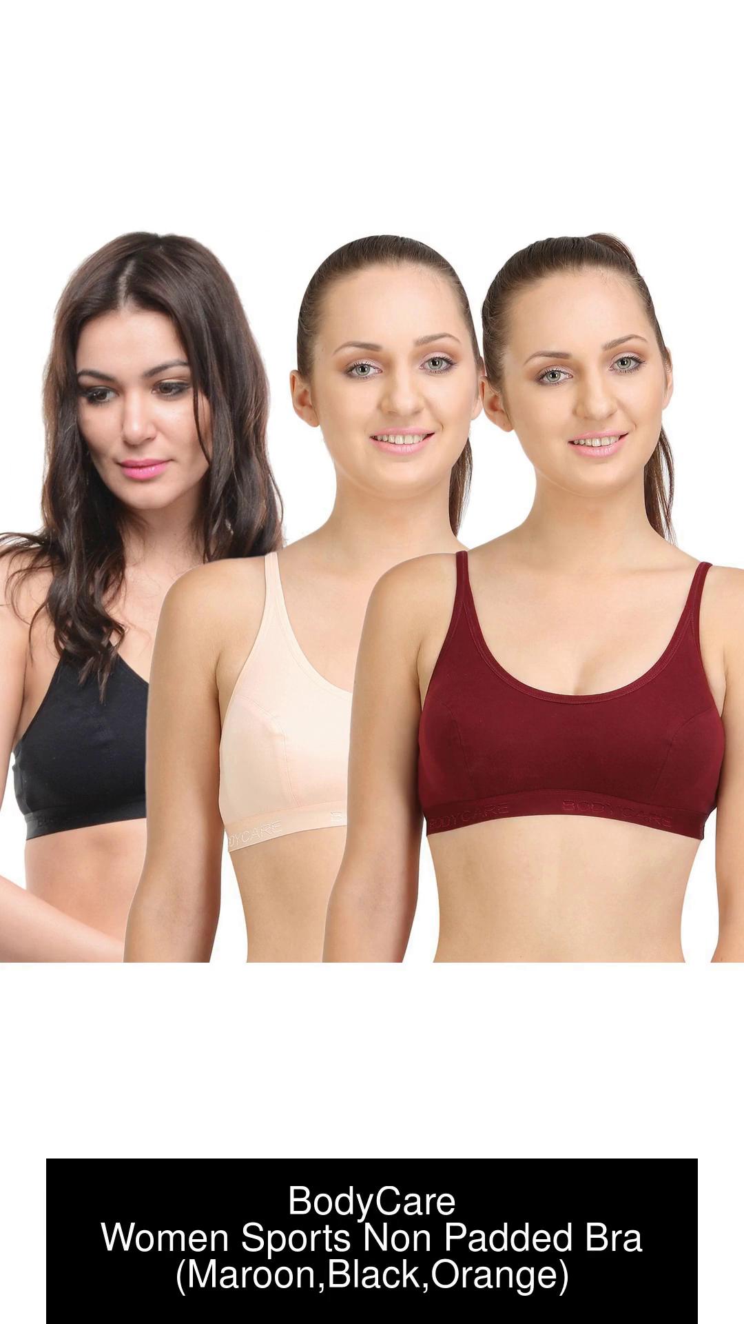 Buy Bodycare Pack Of 3 Solid Non Wired Non Padded Sports Bras E1608PCHPIWI  - Bra for Women 8072055