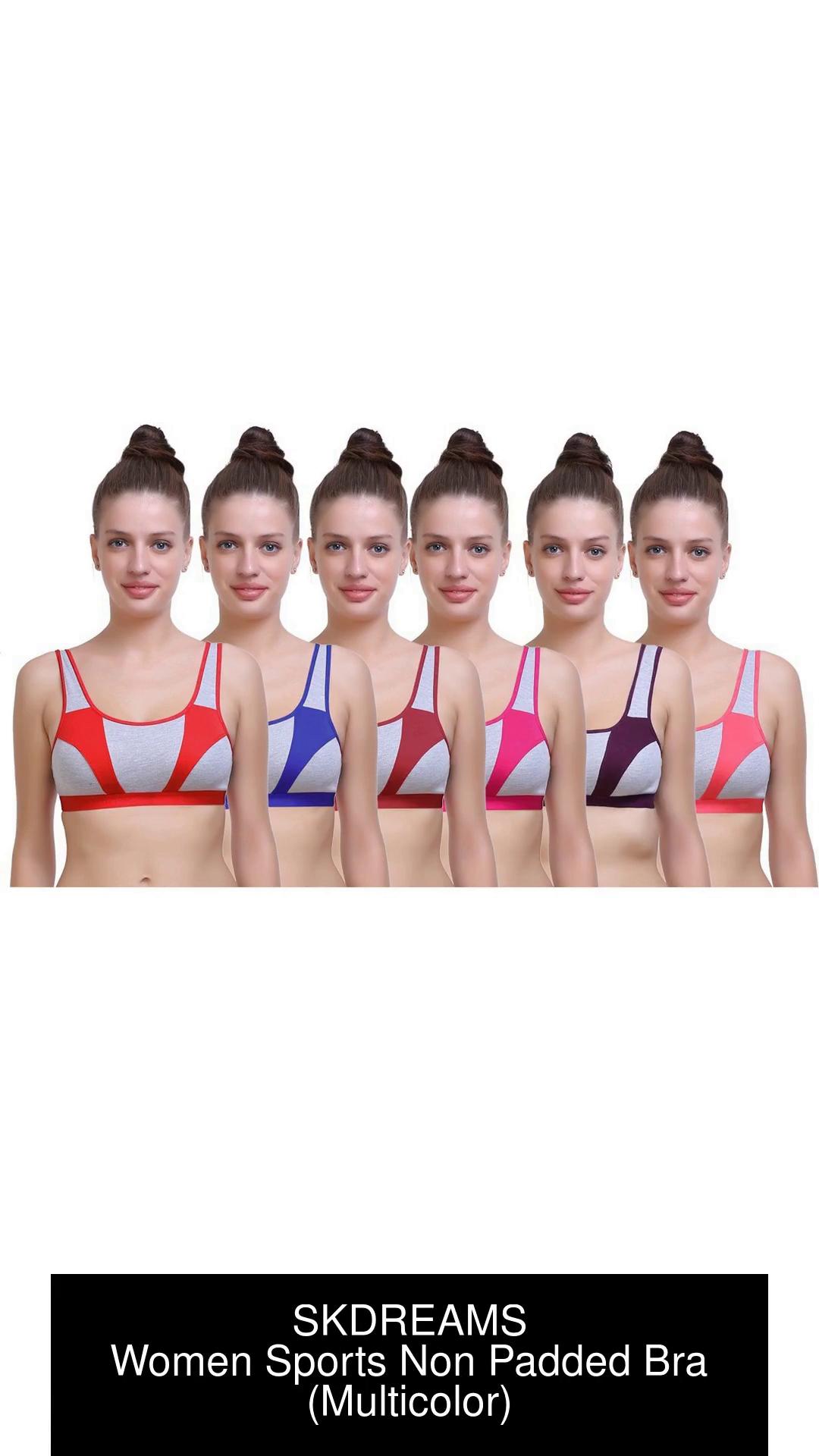 Buy Sk Dreams Relaxed Non Padded Sports Bra (Pack of 6) - Assorted at  Rs.770 online