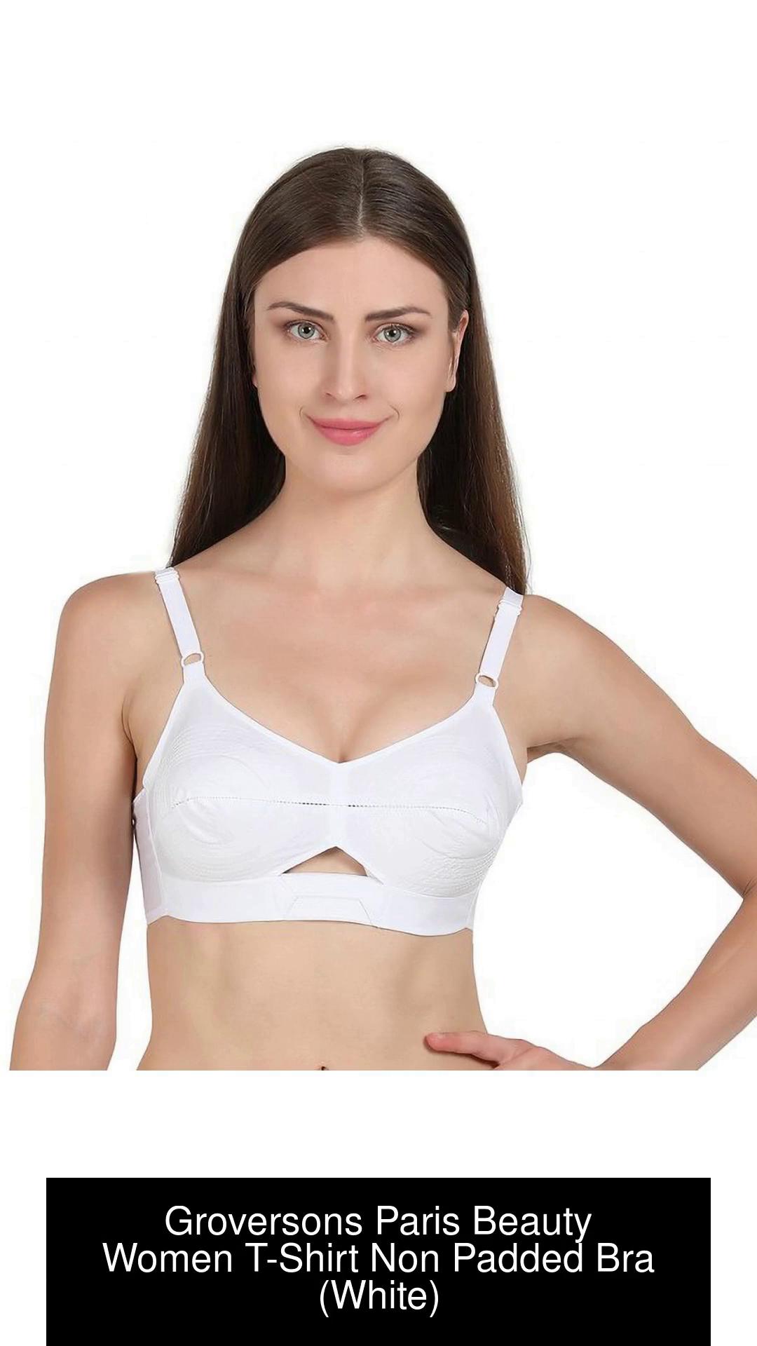 Pure Cotton Groversons White Pratibha Seamed Non Padded Support Poly Cotton  White Bra cup Size B 