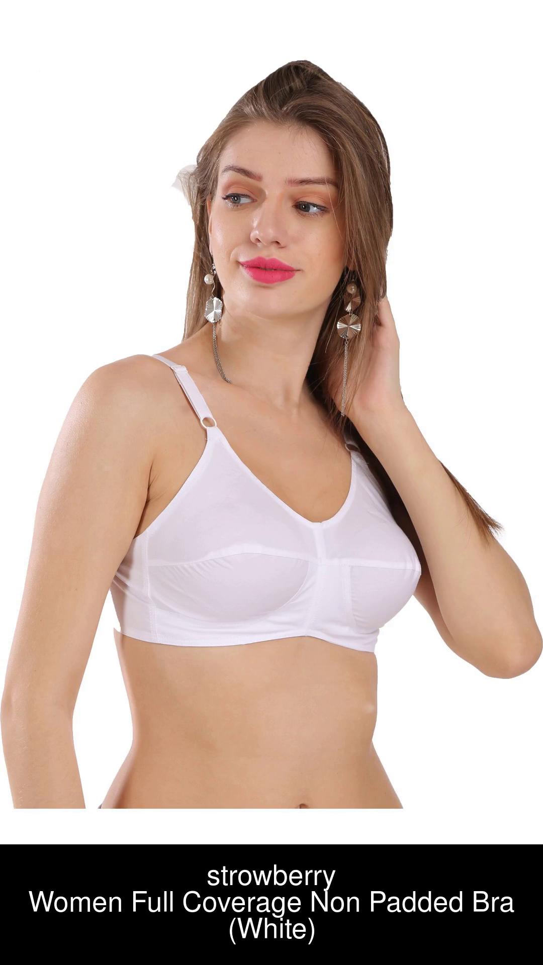 STROWBERRY PURE COTTON BRA white Combo Pack Of 2 Women Full Coverage Non  Padded Bra