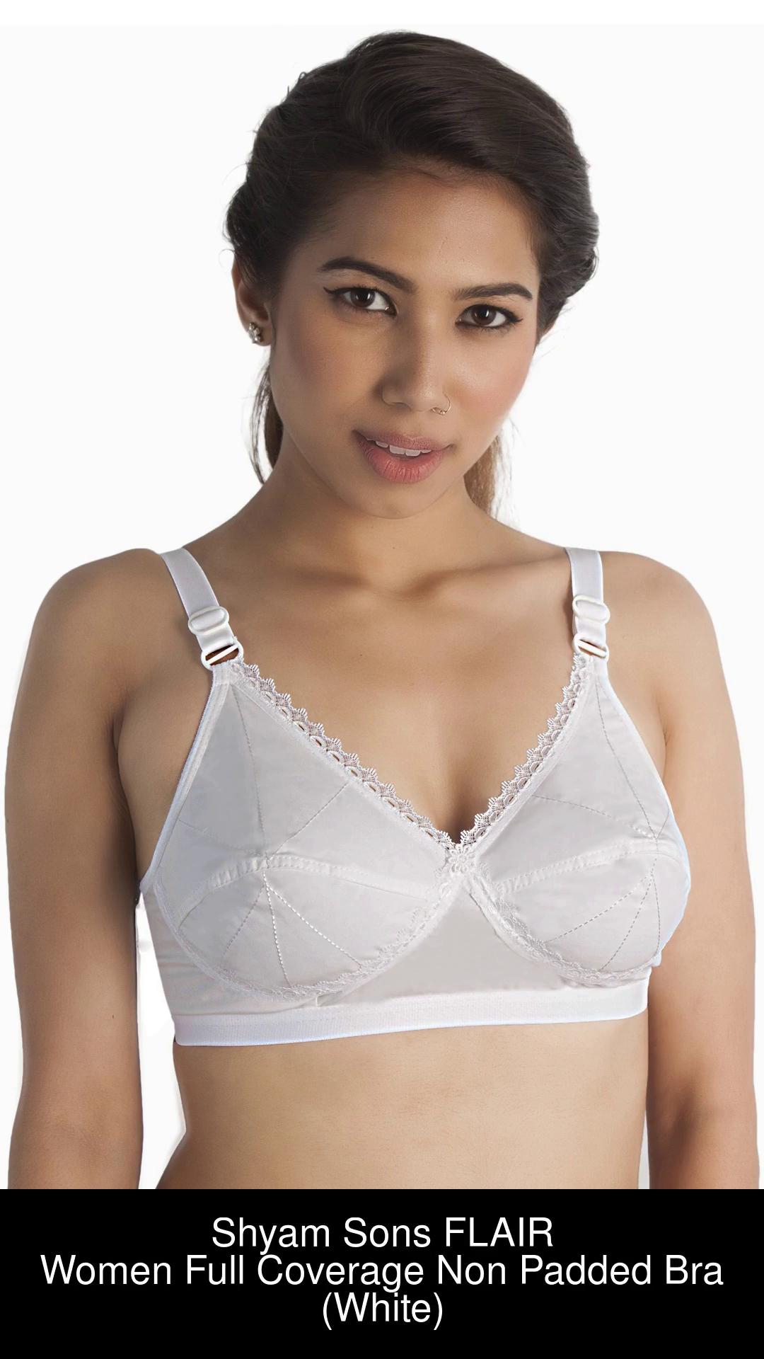 Buy Shyam Sons FLAIR Full Coverage Daily Use Bra for Women, Cotton Blend Underwire  Bra with Adjustable Straps, Non Padded and Double Layered White at
