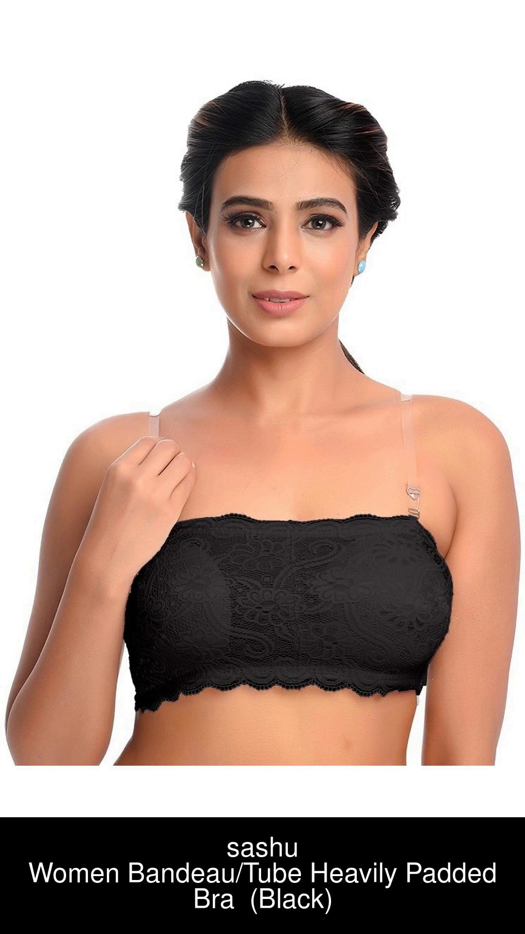 sashu lace tube padded Hook bra with free Transparent Straps and Soft Removable  pads. Women Bandeau/Tube Heavily Padded Bra - Buy sashu lace tube padded  Hook bra with free Transparent Straps and