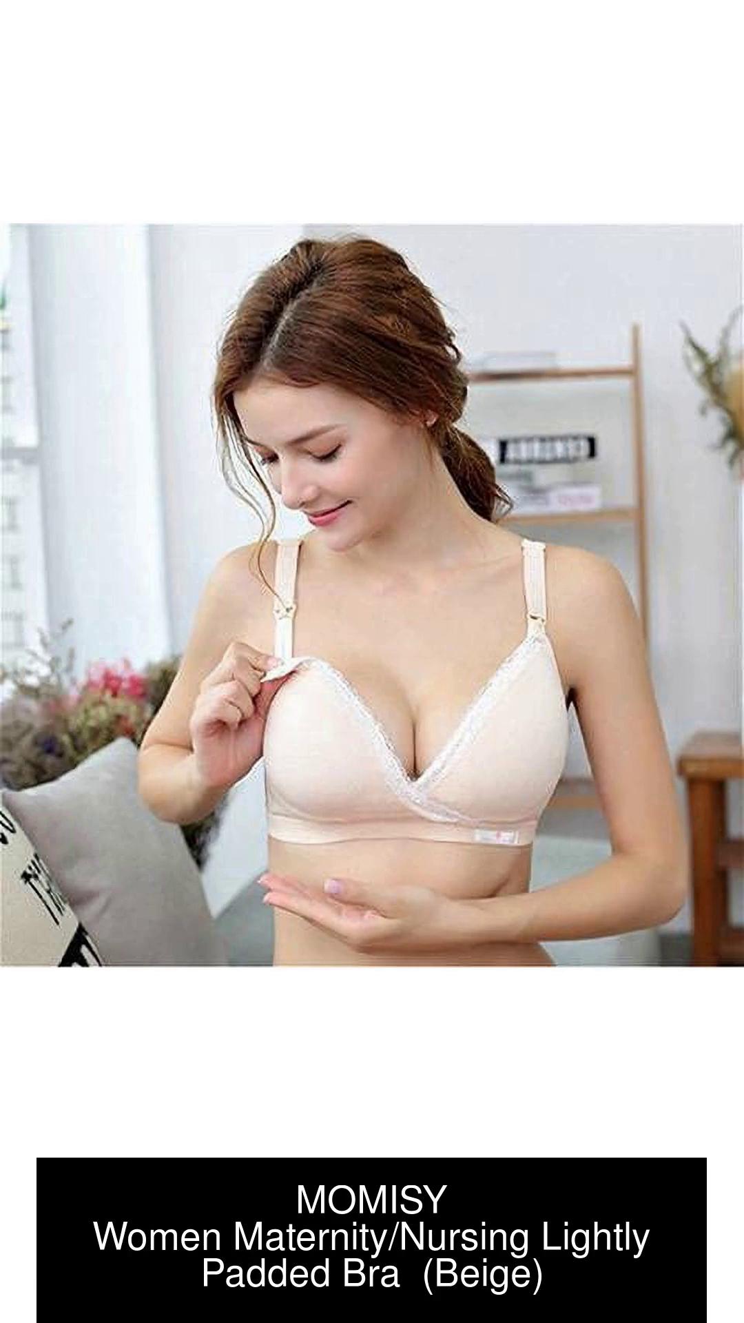 Buy MOMISY Women's Lightly Padded Maternity Nursing Bra Wire Free Cotton  Wide Strap Front Button Closure Breastfeeding Pregnancy (34, Cream Apple)  at
