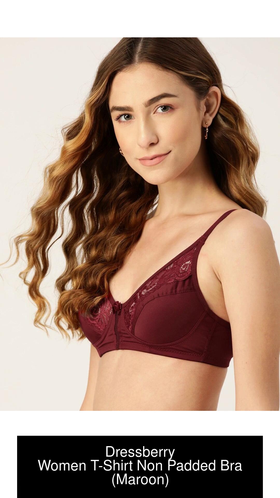 Buy DressBerry Burgundy Lace Non Wired Non Padded Everyday Bra DB