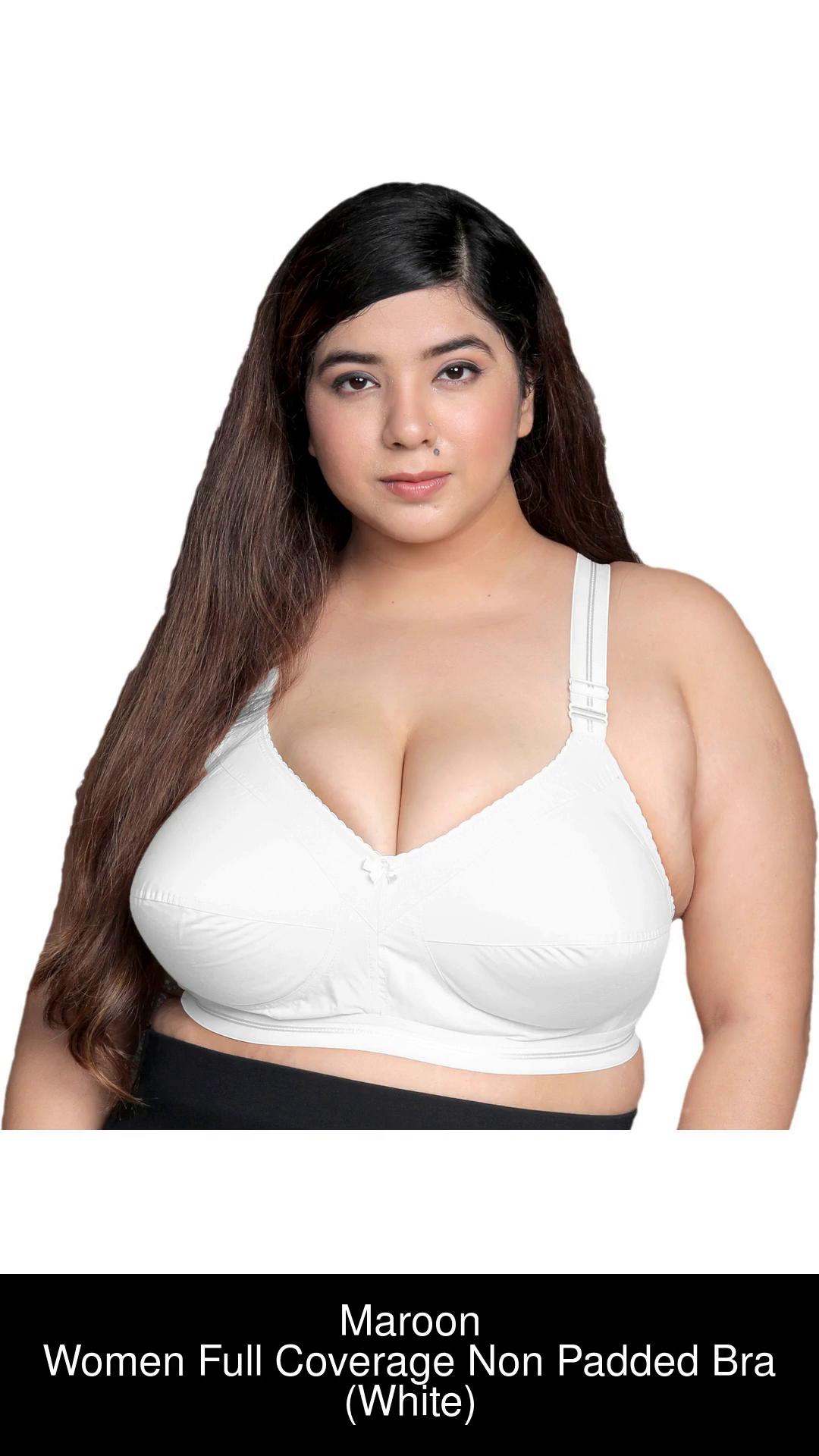 Maroon Nude Women Cotton Brushed Lycra Full Coverage No Bounce, Non-wired,  Non-padded Front Closure Magic Bra With Back Support - 42d, Pure Cotton Bra,  कपास ब्रा - Pankaj Pan and Recharge Shop
