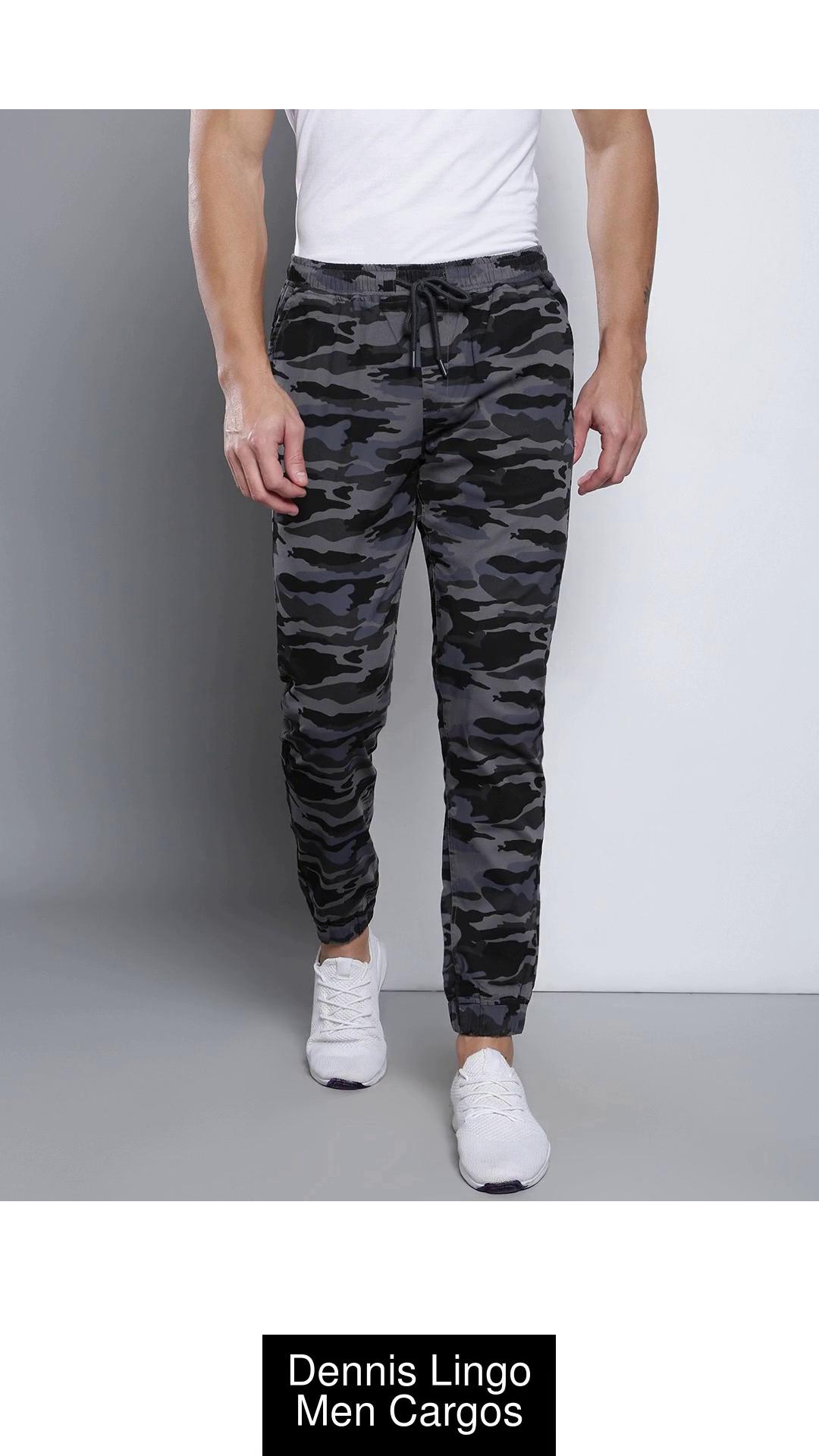 mens span cargo pants military black camouflage