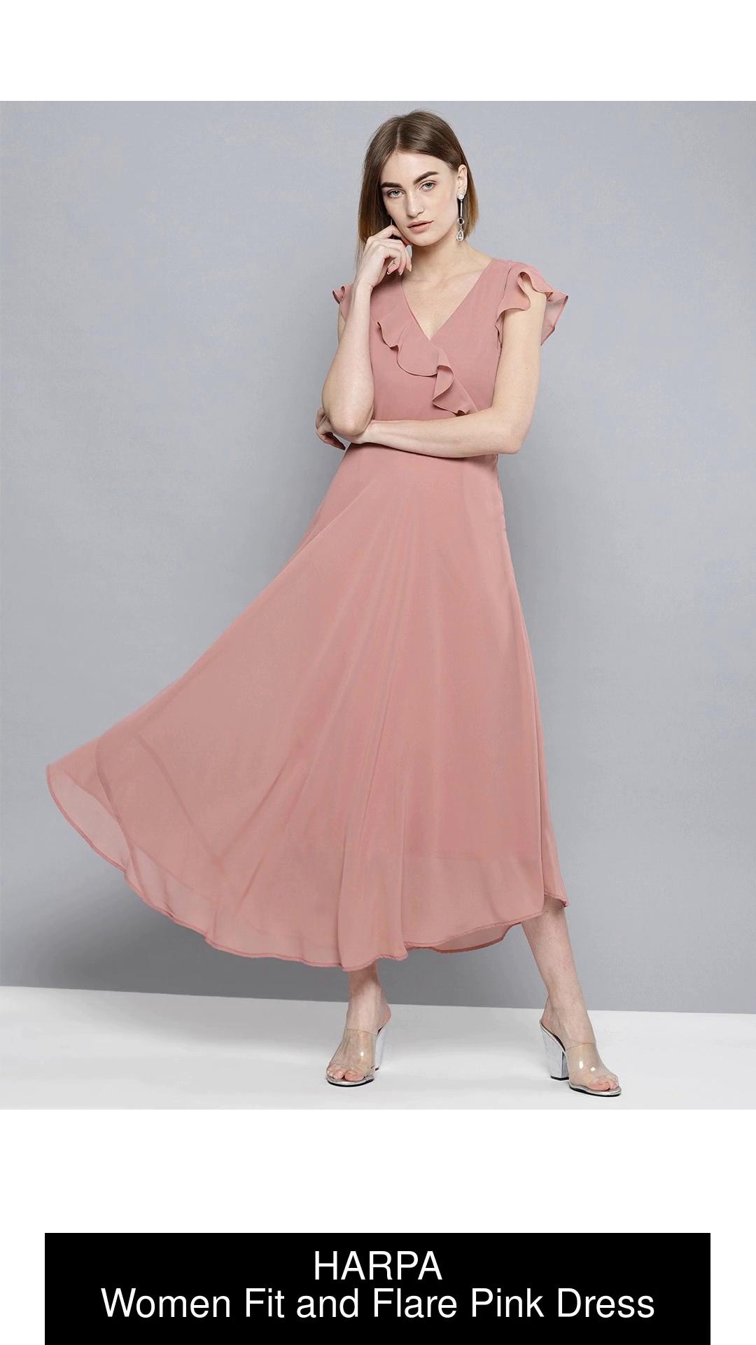 HARPA Women Fit and Flare Pink Dress - Buy HARPA Women Fit and Flare Pink  Dress Online at Best Prices in India
