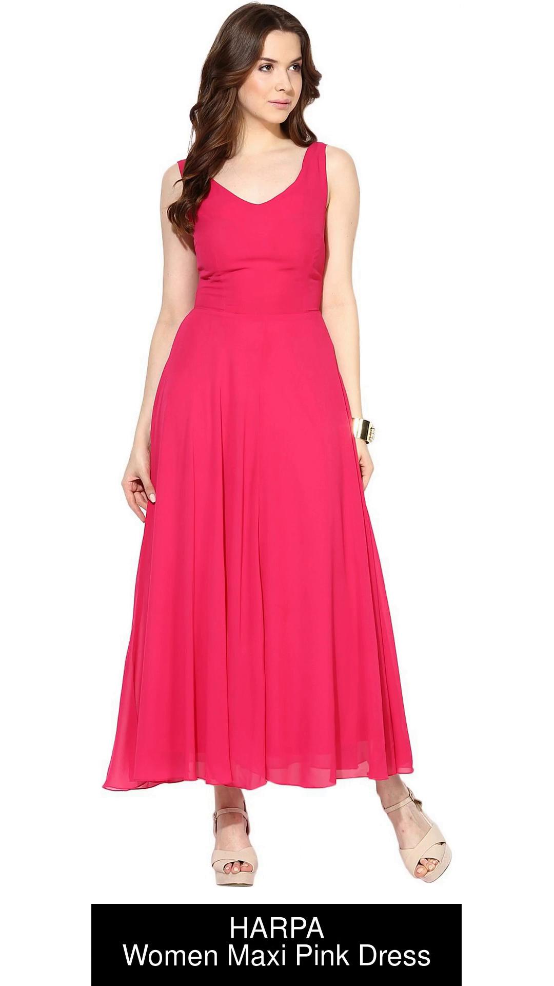 Casual pink Harpa Women Maxi A-Line Dress at Rs 691/set in Ajmer