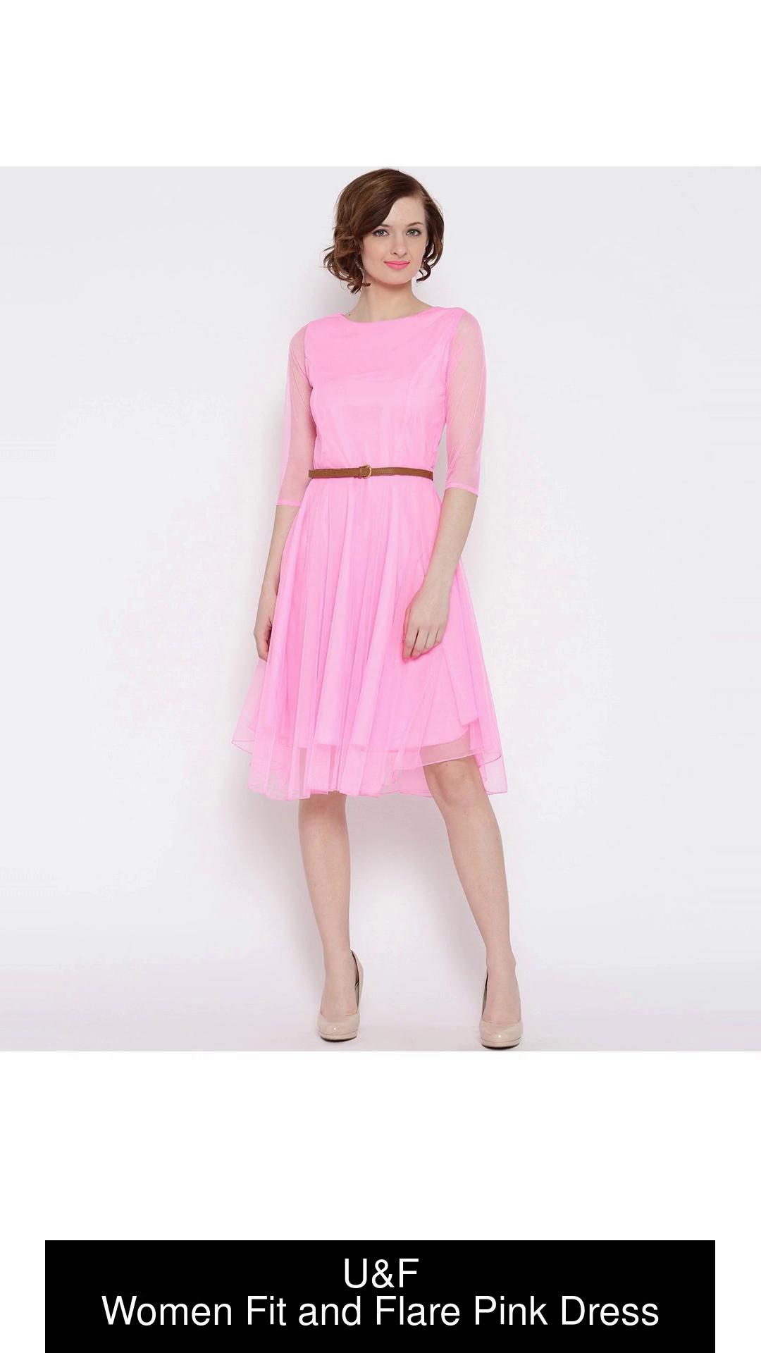 Pink fit and cheap flare dress