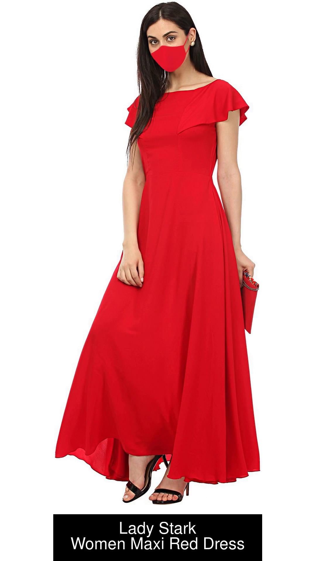 red maxi dress flipkart