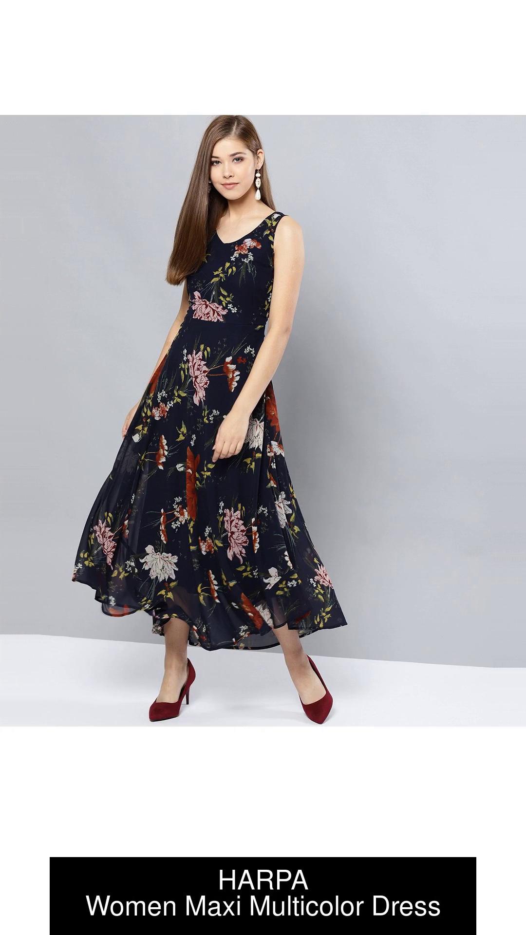 HARPA Women Maxi Multicolor Dress - Buy HARPA Women Maxi Multicolor Dress  Online at Best Prices in India
